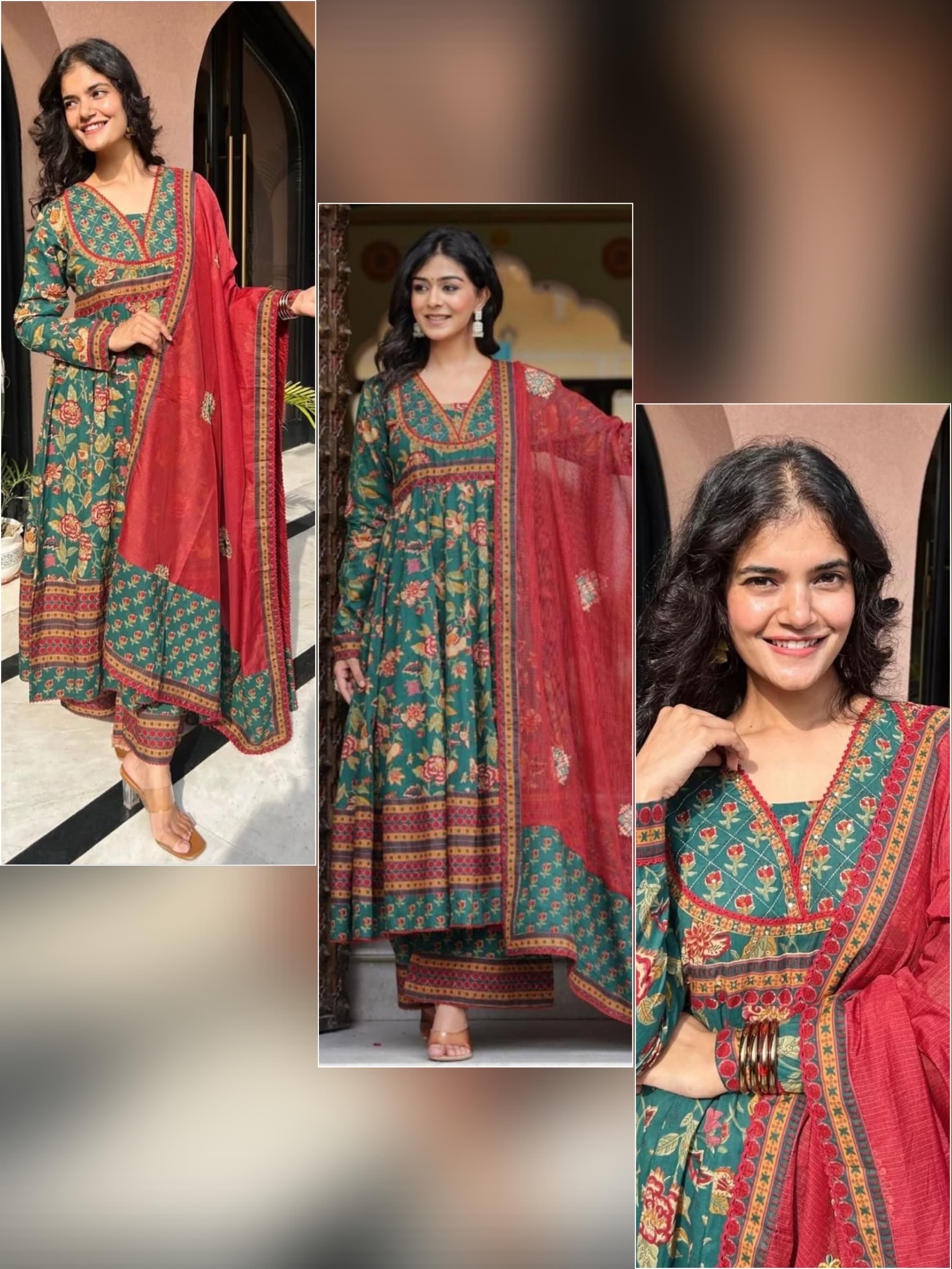  HEAVY FULLY FLAIRD ANARKALI STITCHIED SUIT SET