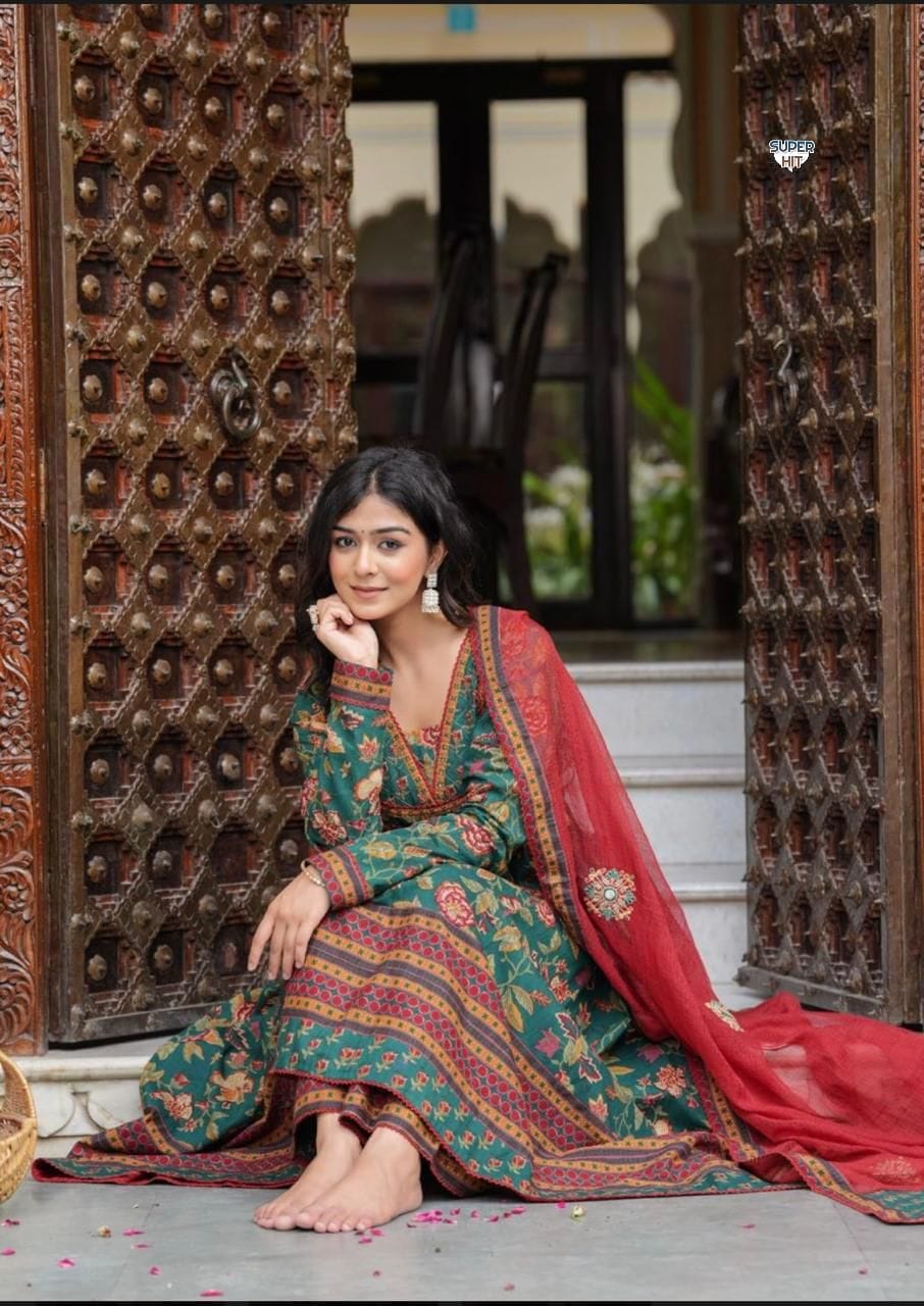  HEAVY FULLY FLAIRD ANARKALI STITCHIED SUIT SET