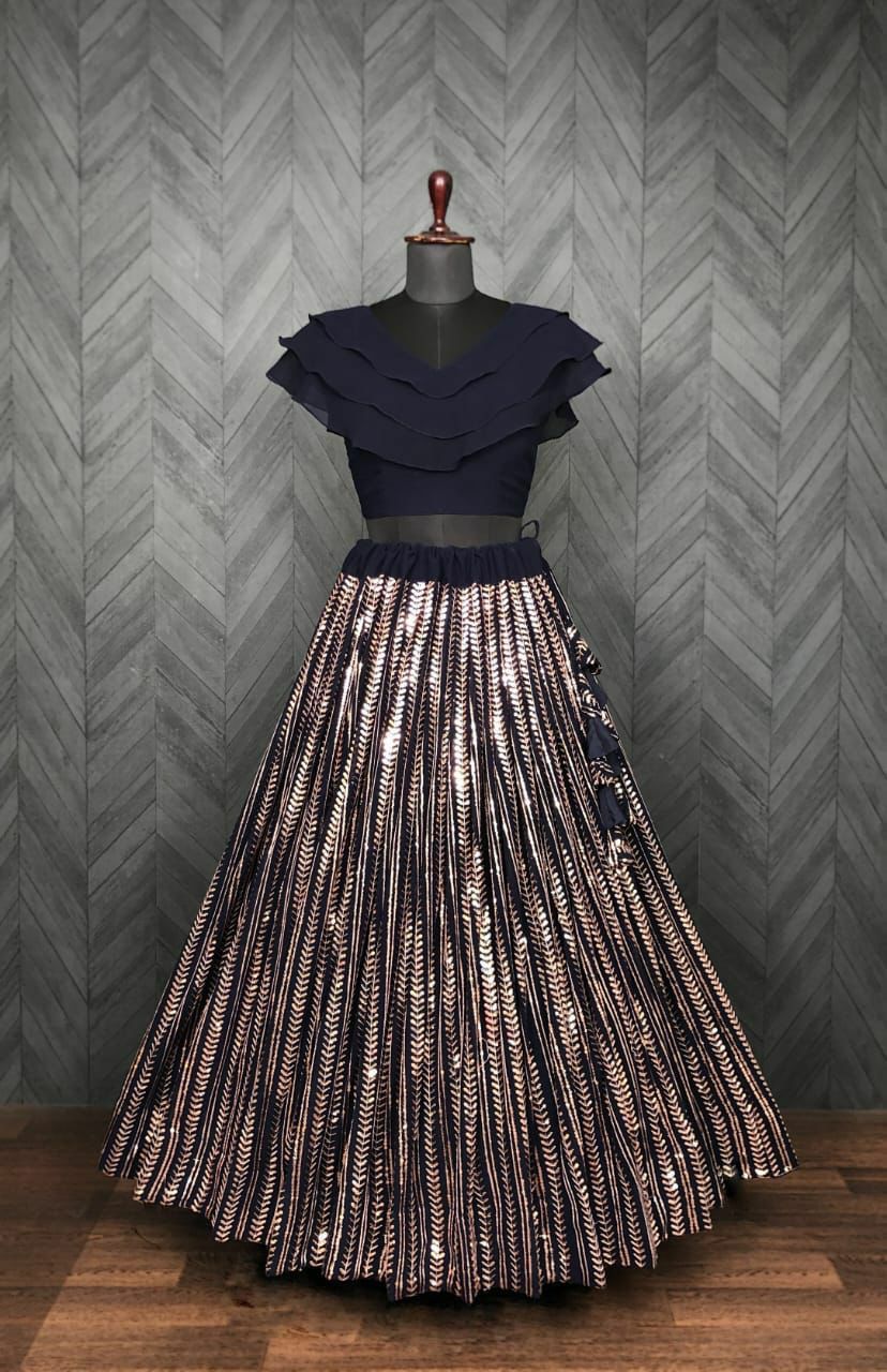 Faux Blooming With Sequins work lehnga choli