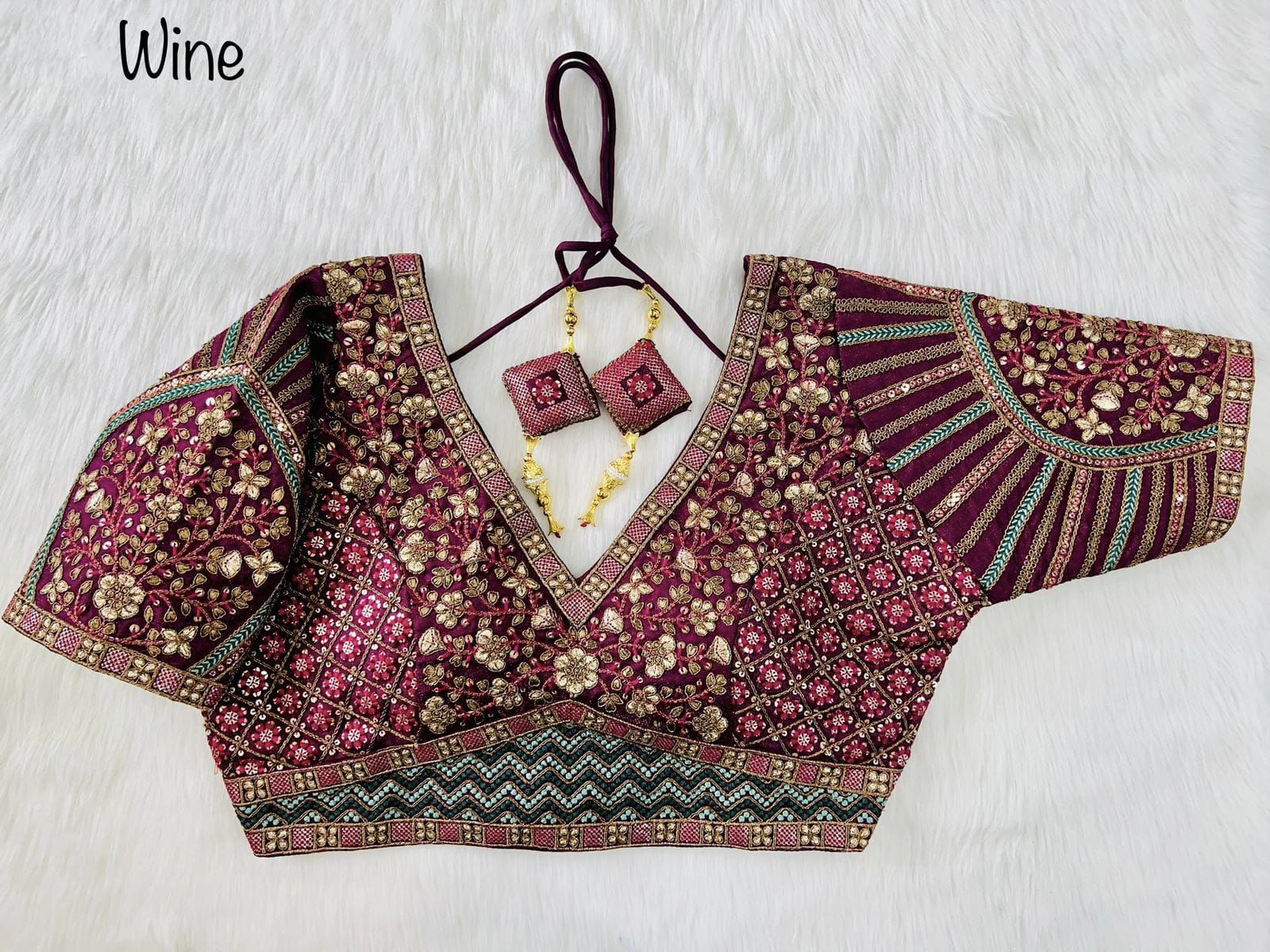 Copper Jari Heavy Embroidery Work Blouse
