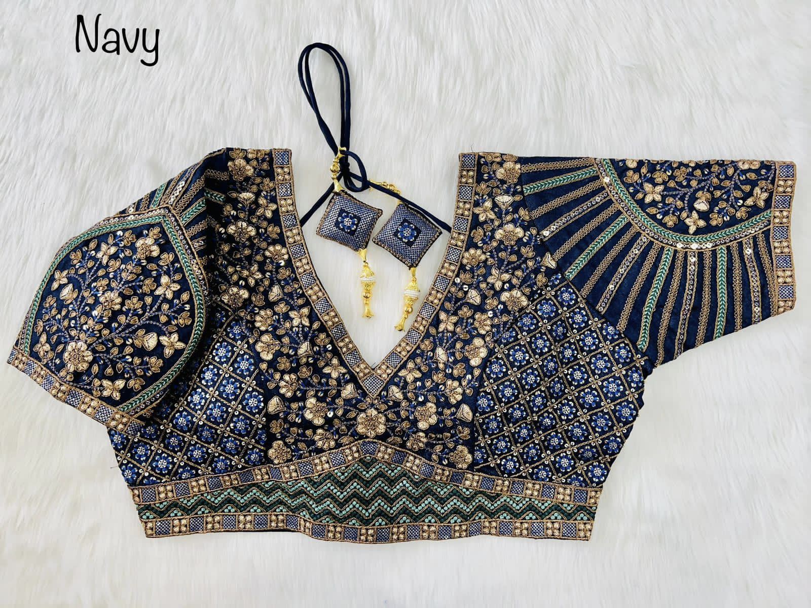 Copper Jari Heavy Embroidery Work Blouse