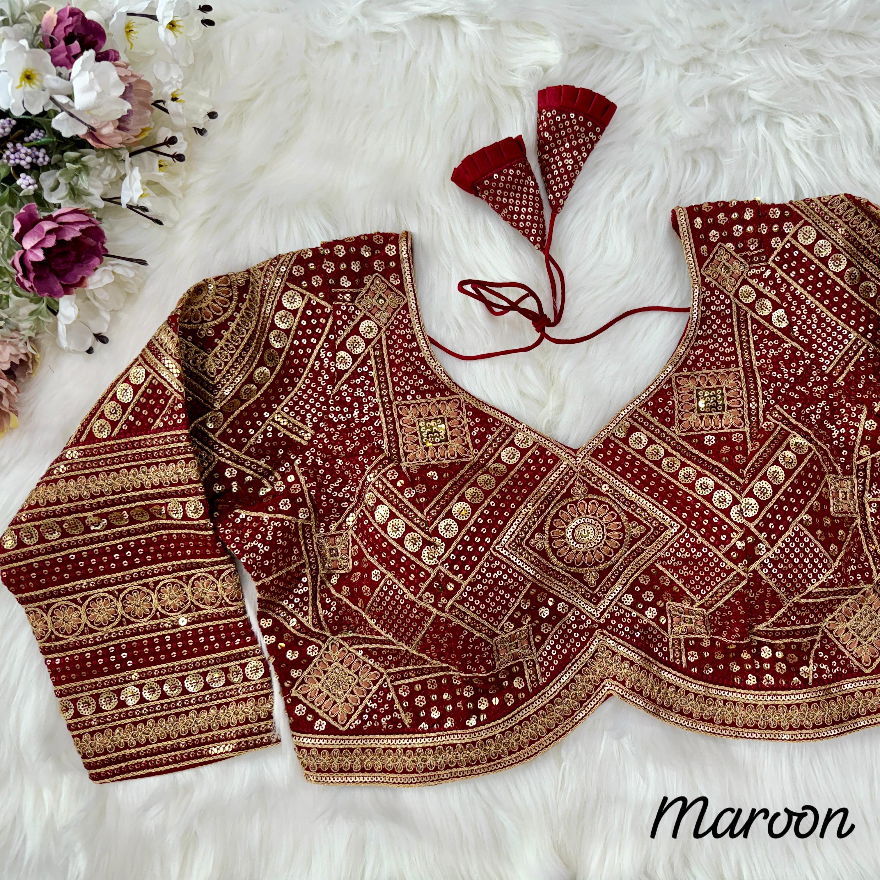 ❤️ BEAUTIFUL HEAVY LONG SLEEVES APPLE-CUT BRIDAL BLOUSE♥️