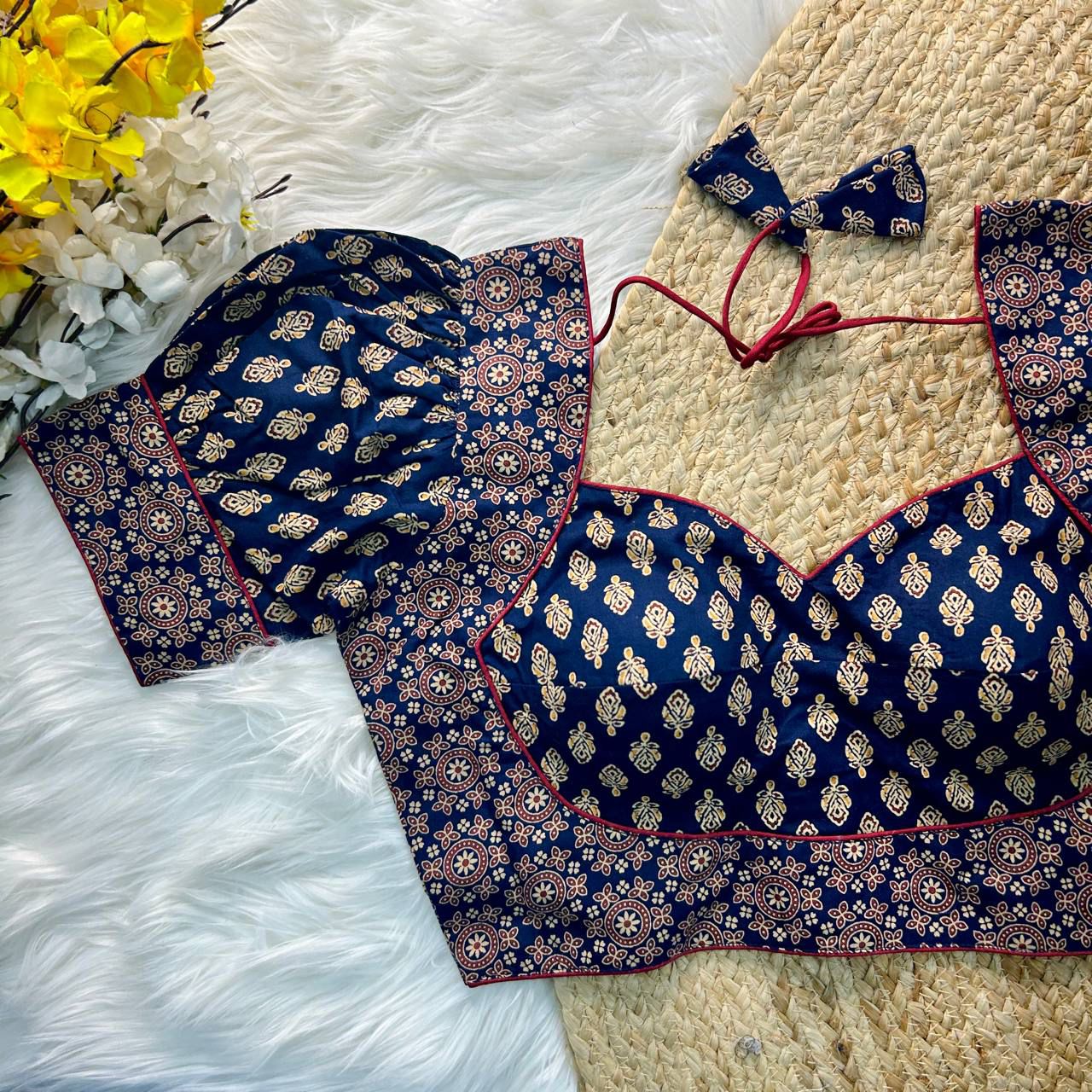 presenting premium summer wear Ajrakh cotton Blouses