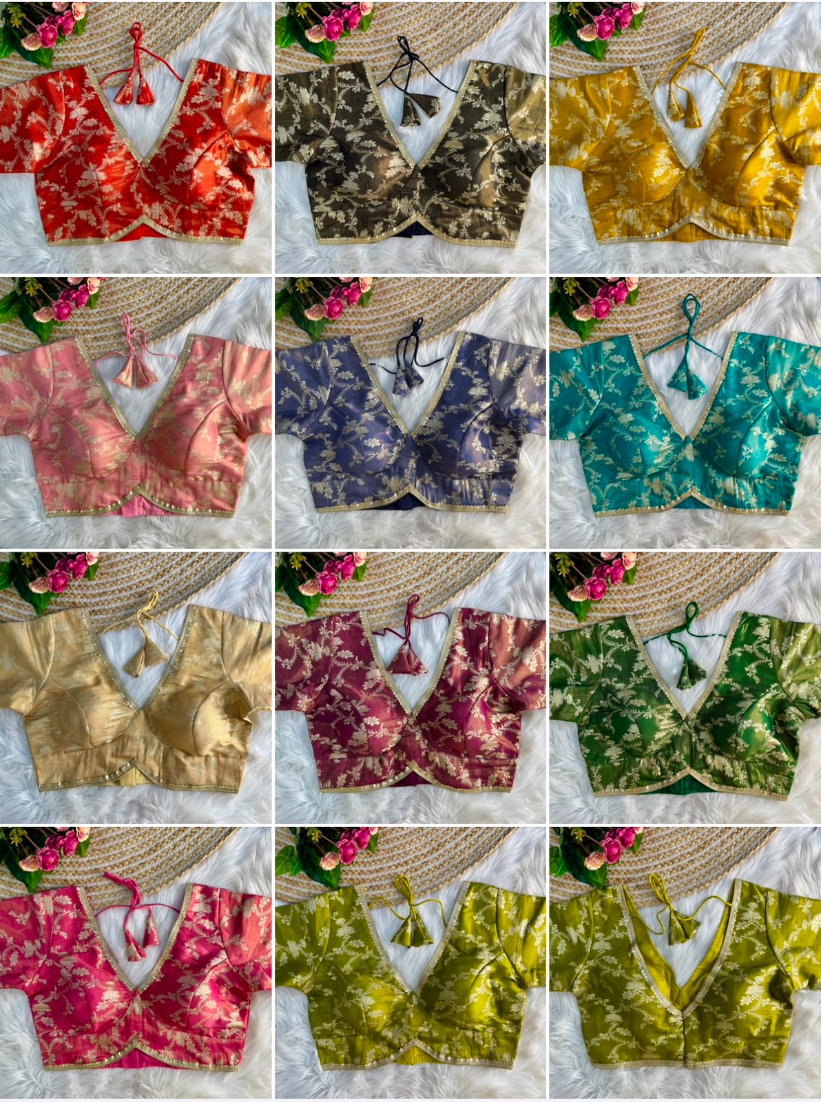 PURE COSMOS VISCOSE JEQUARD SILK BLOUSE