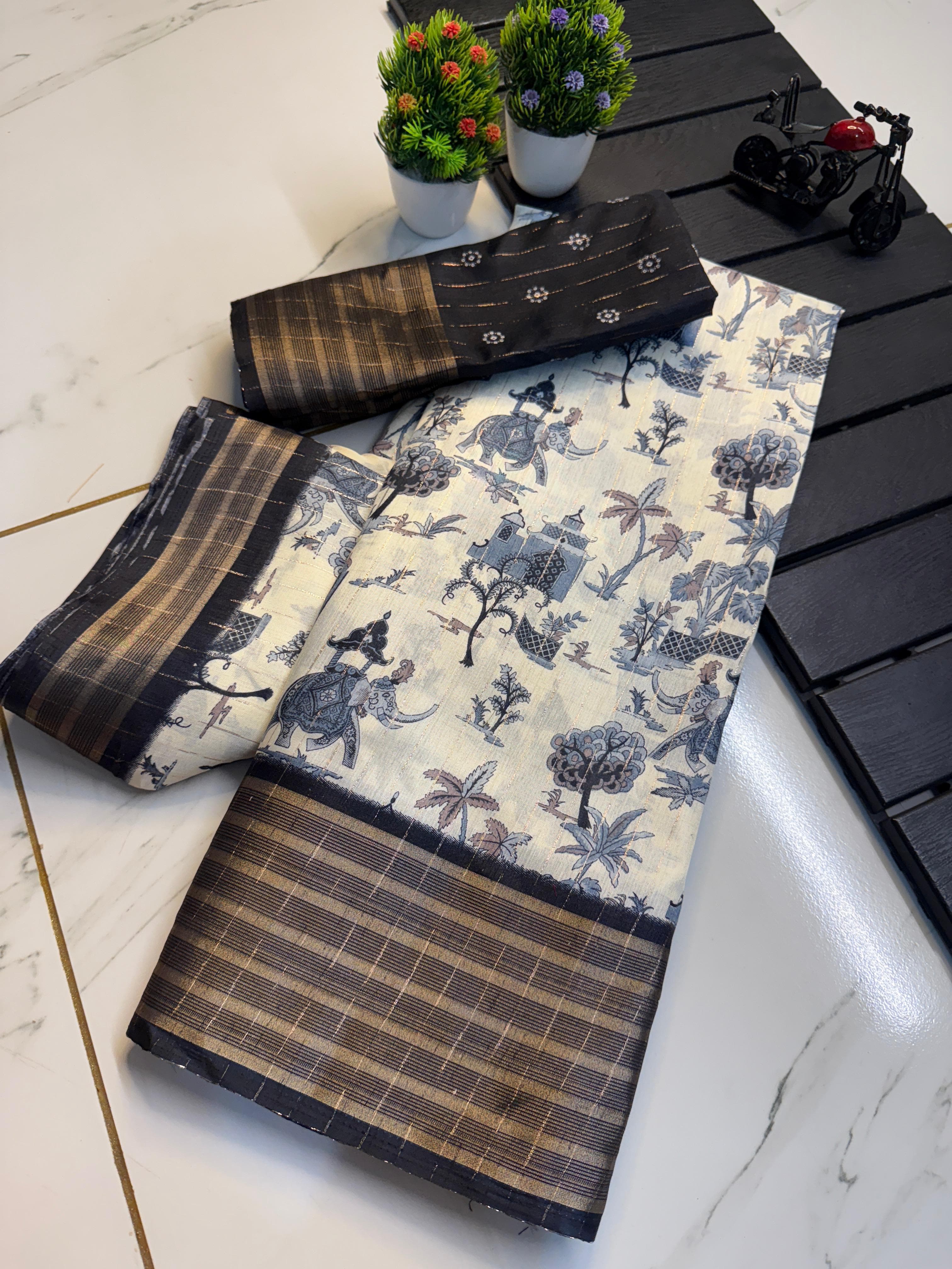 Beautiful rekko silk sarees with all over floral design along with contrast weaving border