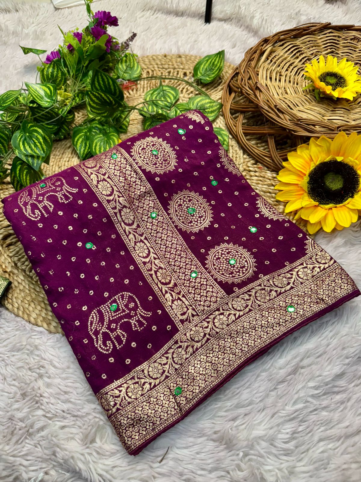  Pure Soft Kolkata Meena Silk saree