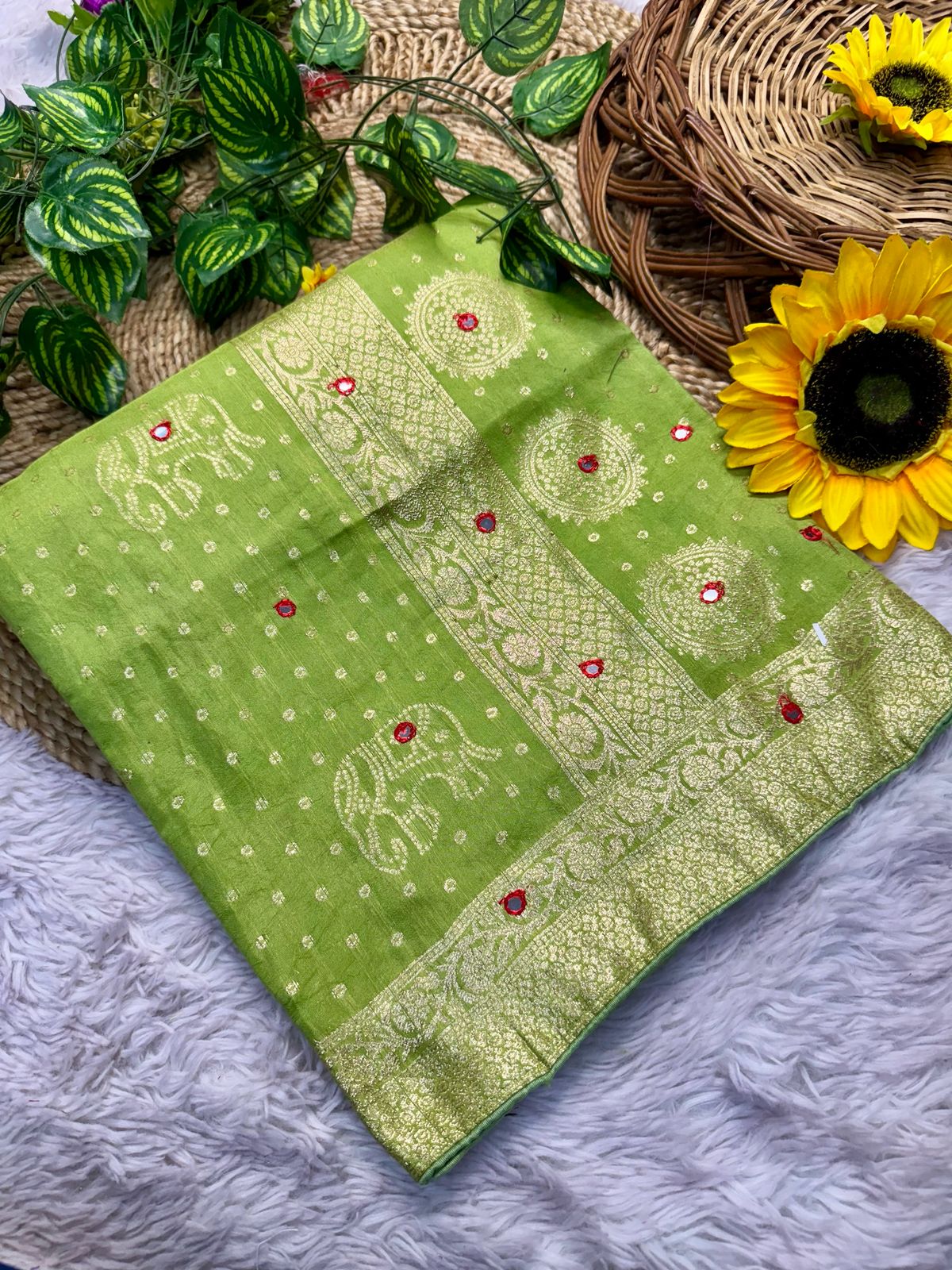 Pure Soft Kolkata Meena Silk saree