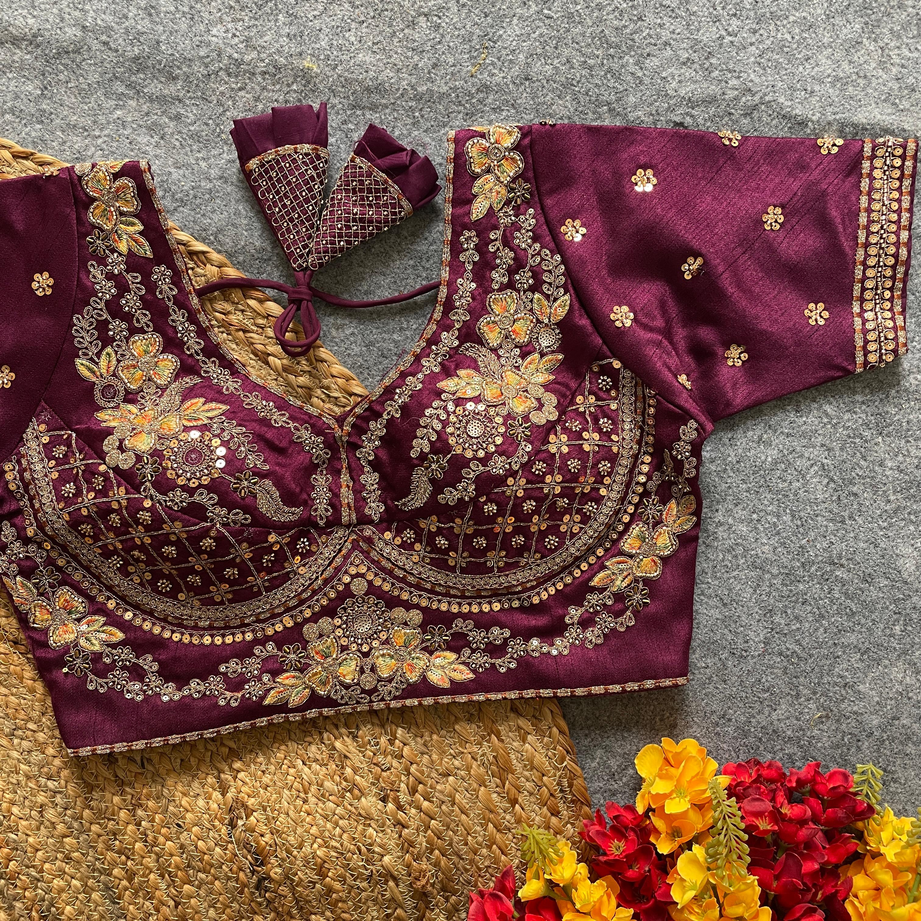 BEADS WORK  SABYASACHI NEACK BRIDAL BLOUSE