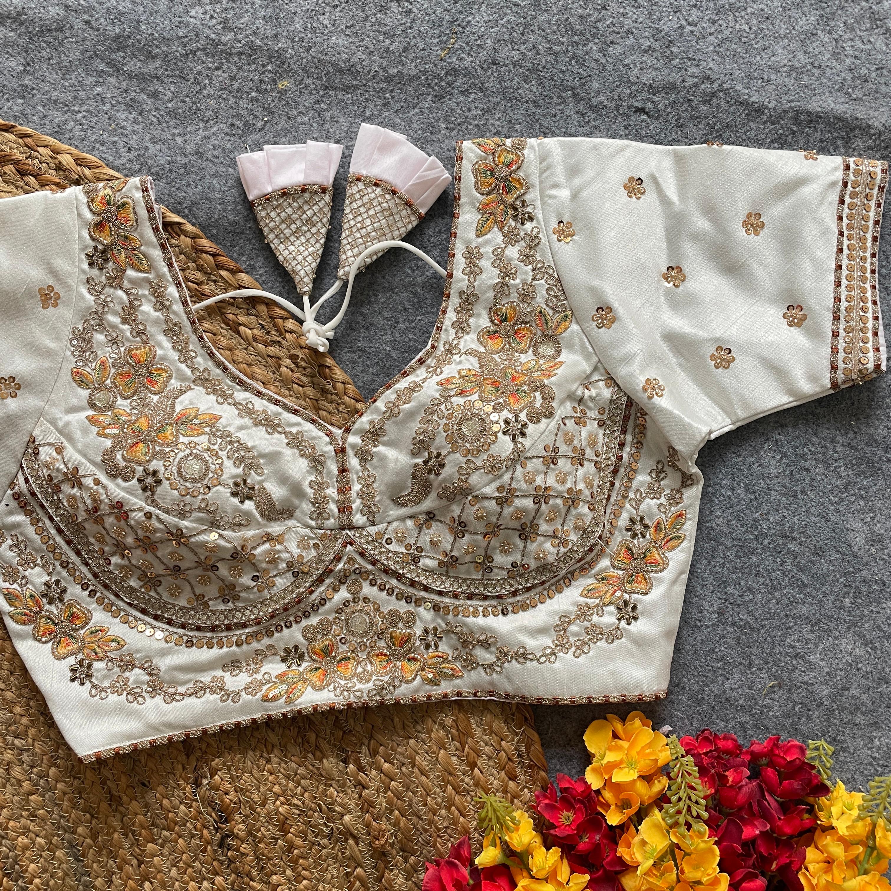 BEADS WORK  SABYASACHI NEACK BRIDAL BLOUSE