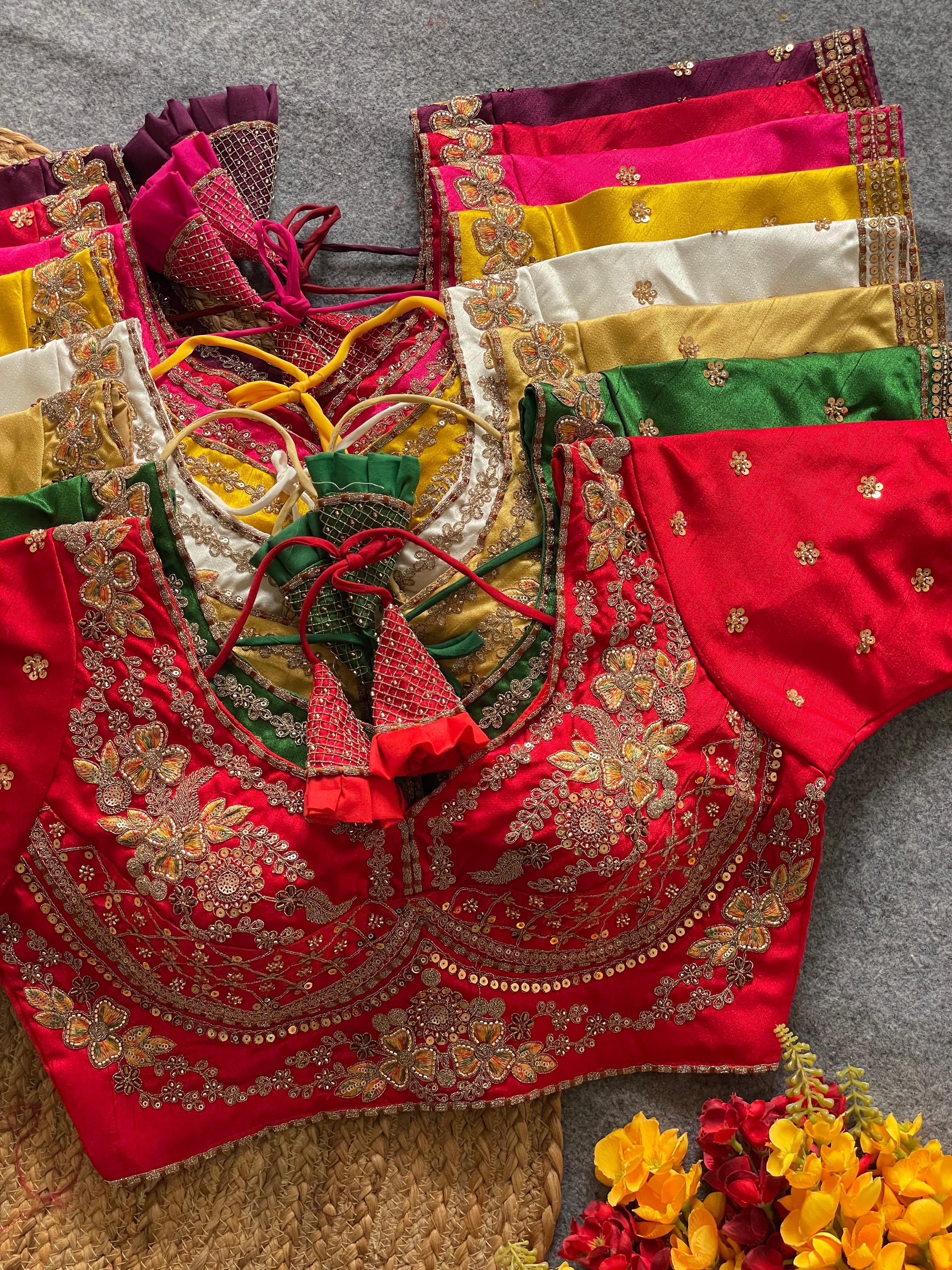 BEADS WORK  SABYASACHI NEACK BRIDAL BLOUSE
