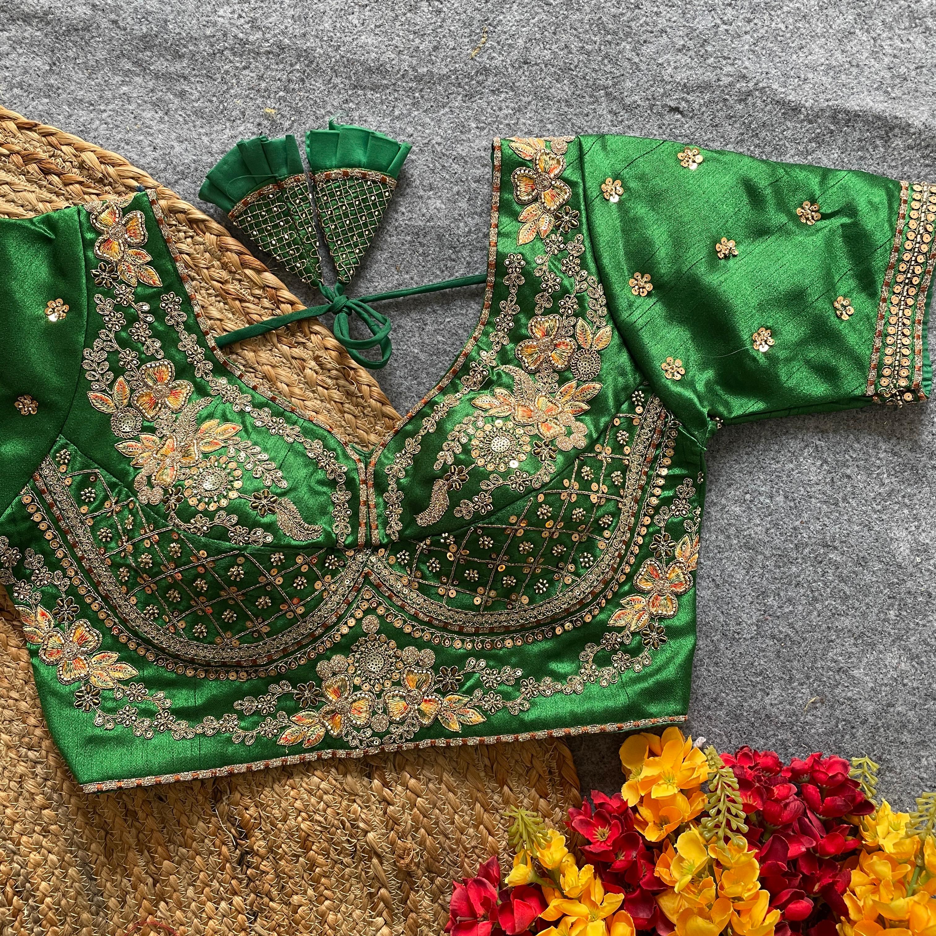 BEADS WORK  SABYASACHI NEACK BRIDAL BLOUSE