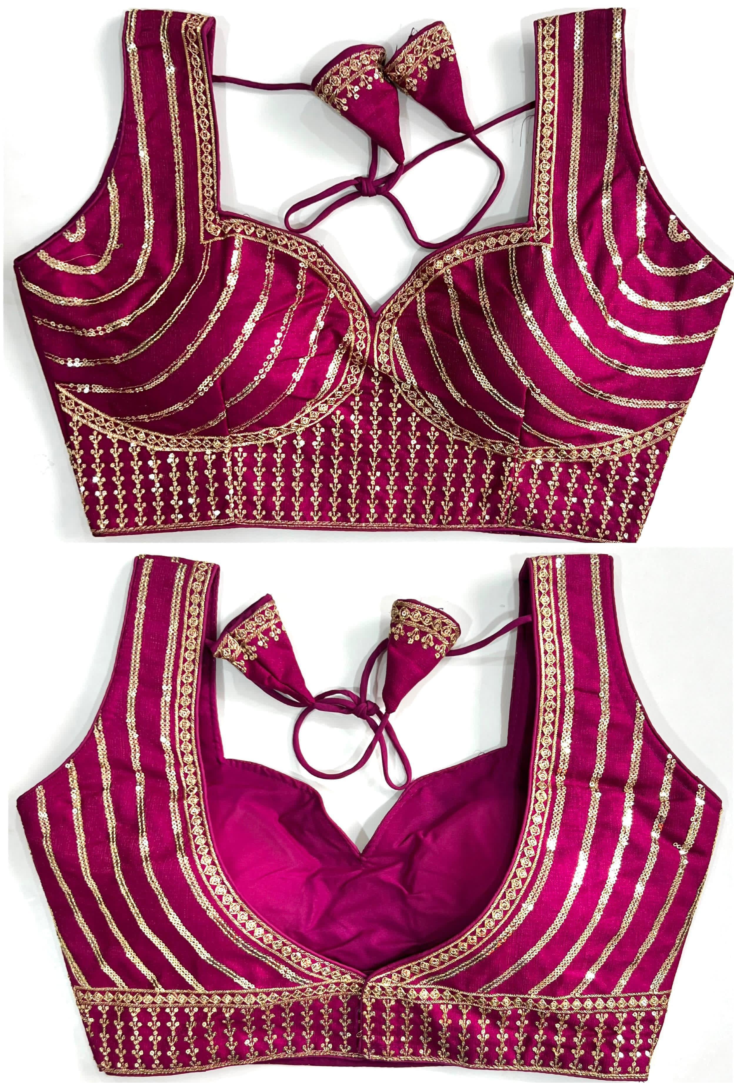 Blouse has sequance , jari and thread work
