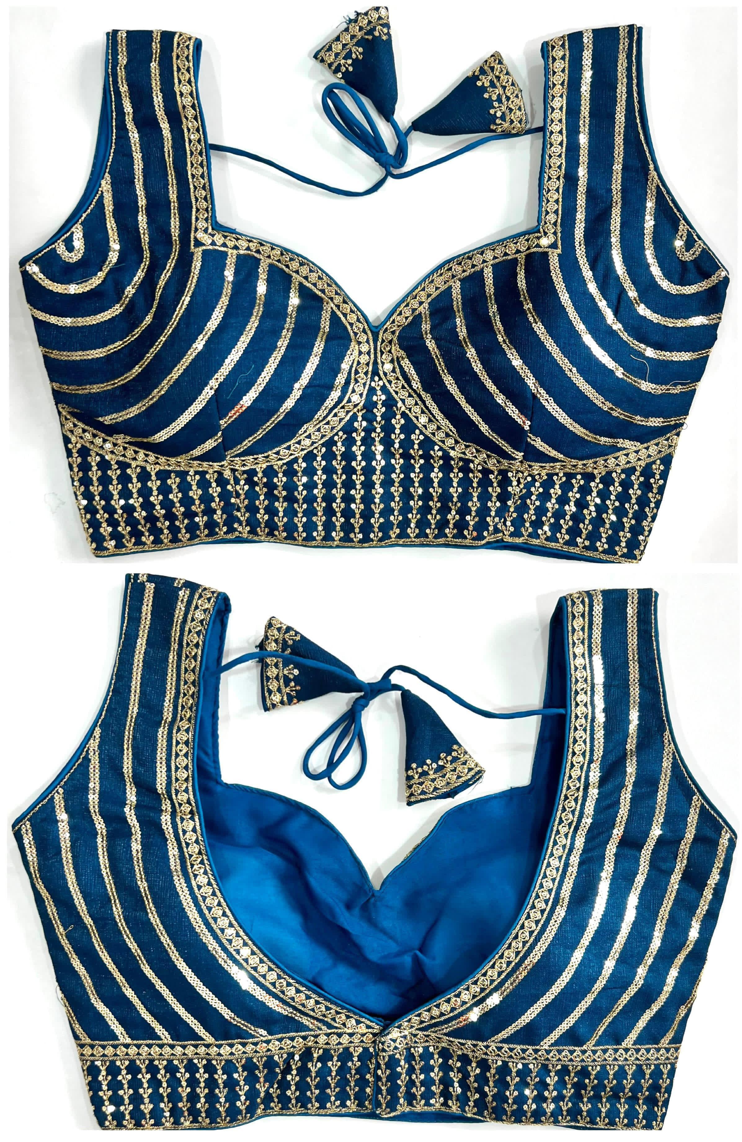 Blouse has sequance , jari and thread work