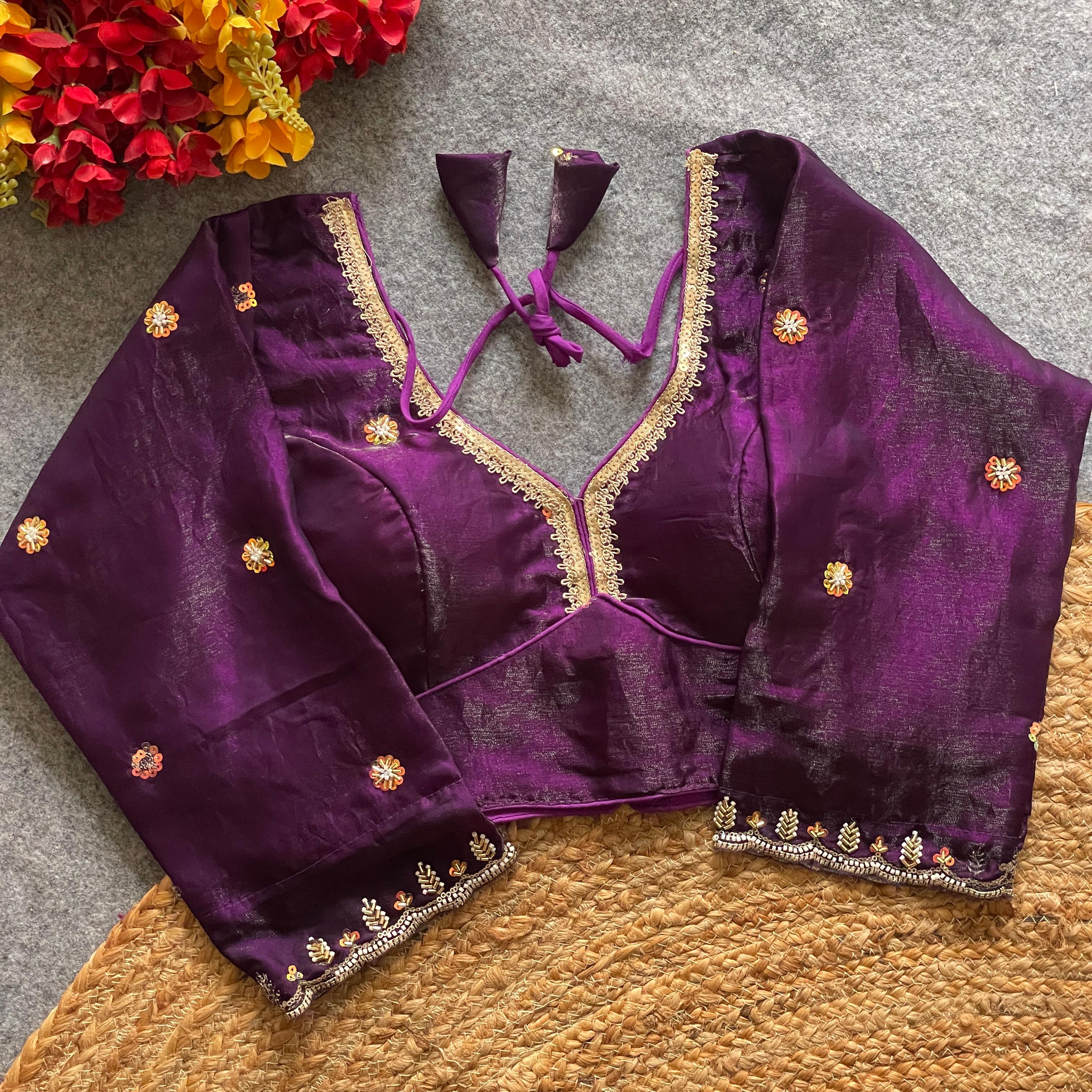 BEAUTIFUL HEAVY STARS & BEADS WORK  SABYASACHI NEACK BRIDAL BLOUSE