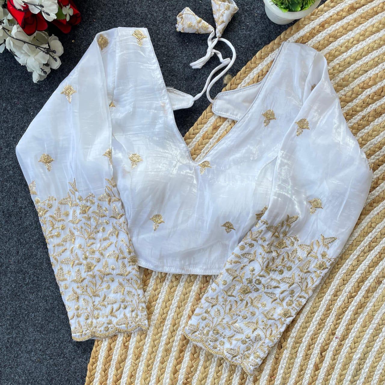 Presenting  Sequence and jari work designer blouse ✨