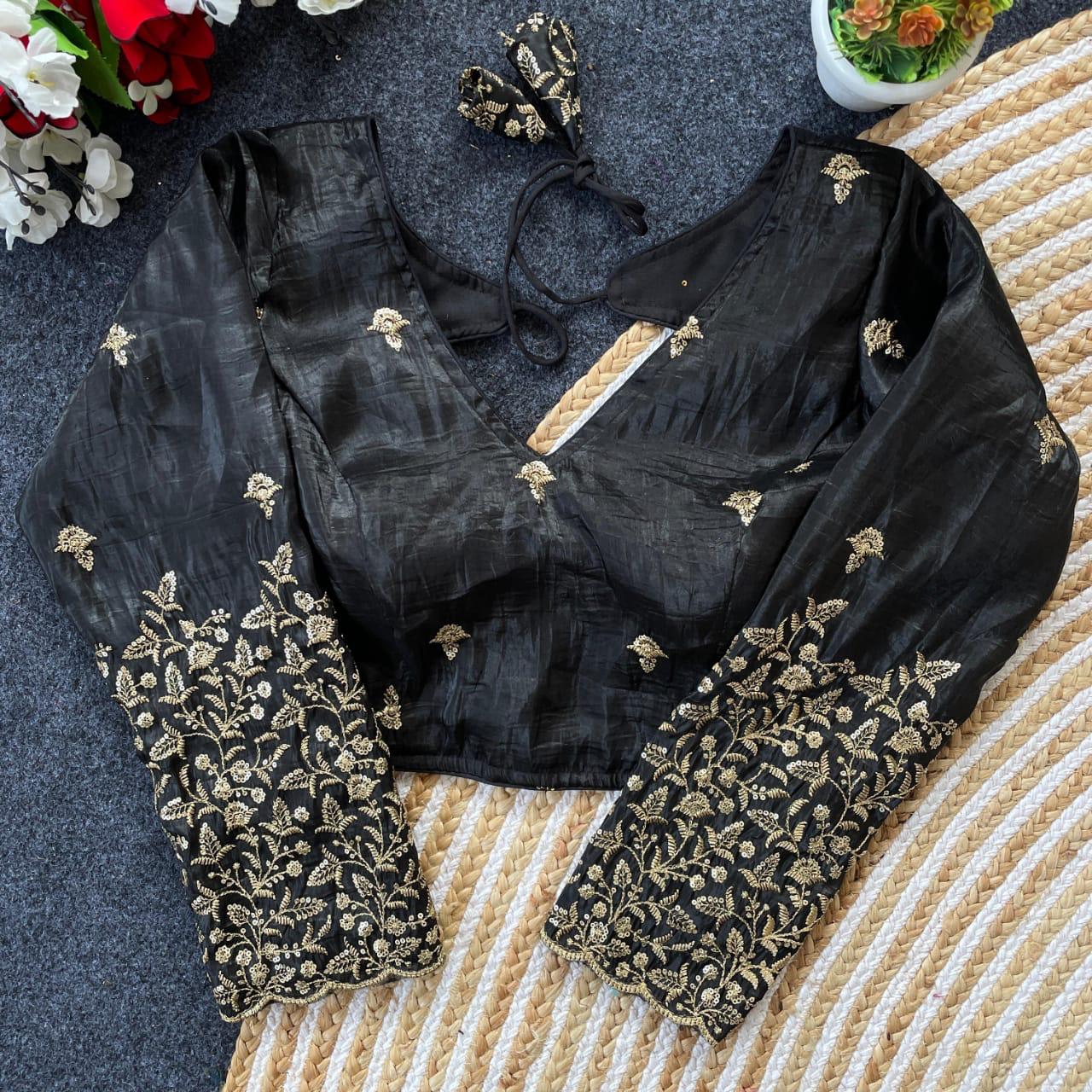 Presenting  Sequence and jari work designer blouse ✨