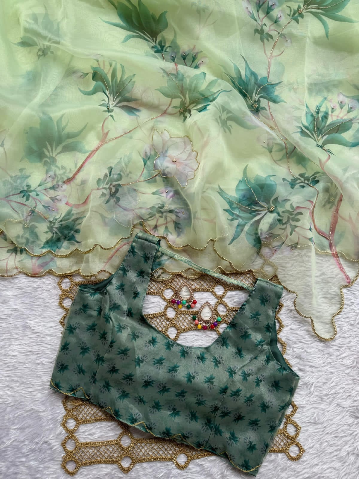 👗 SAREE SOFT ORGANZA DIGITAL SAREE WITH HANDWORK..!