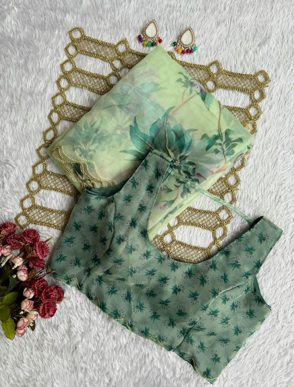 👗 SAREE SOFT ORGANZA DIGITAL SAREE WITH HANDWORK..!