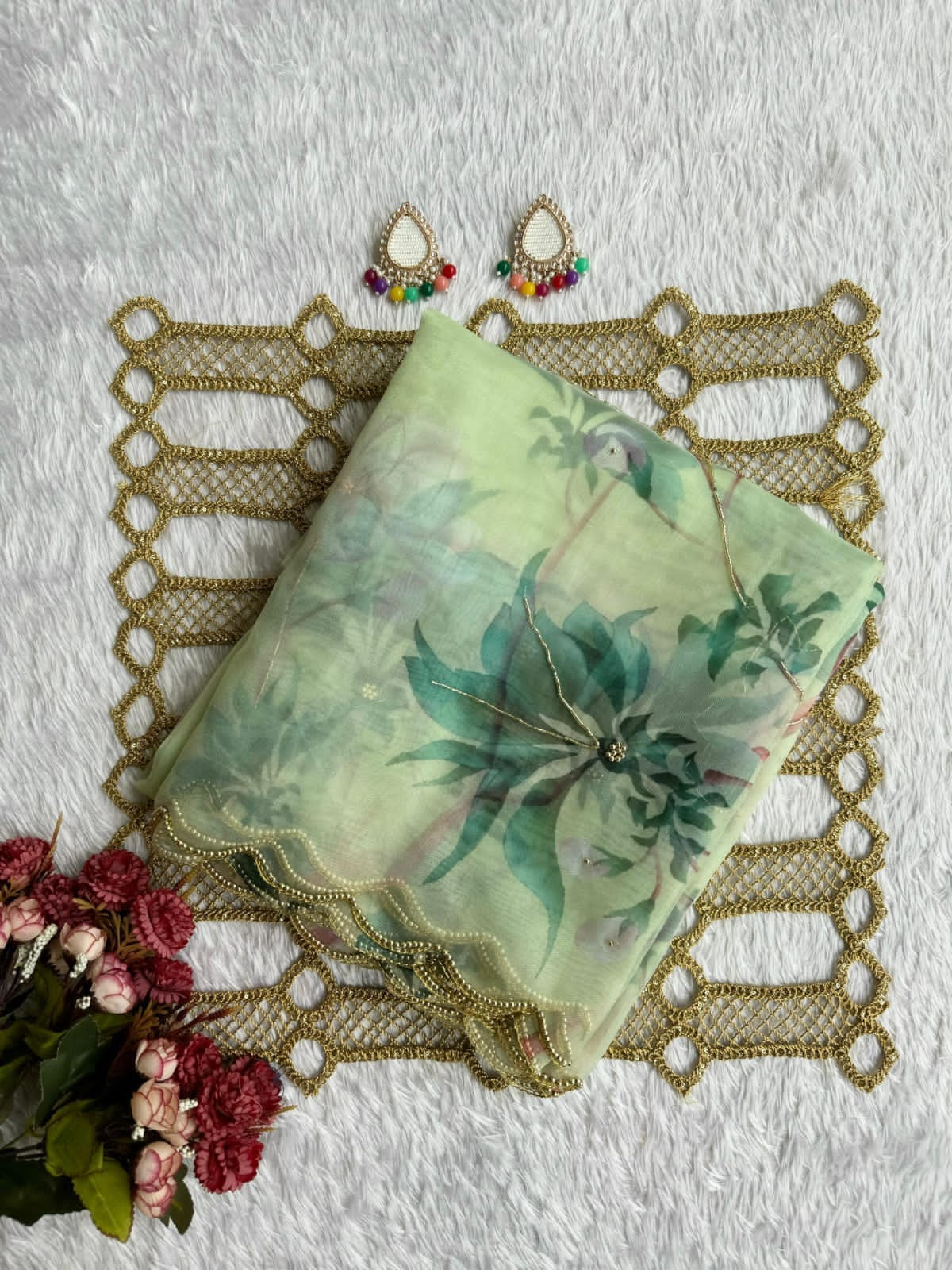 👗 SAREE SOFT ORGANZA DIGITAL SAREE WITH HANDWORK..!