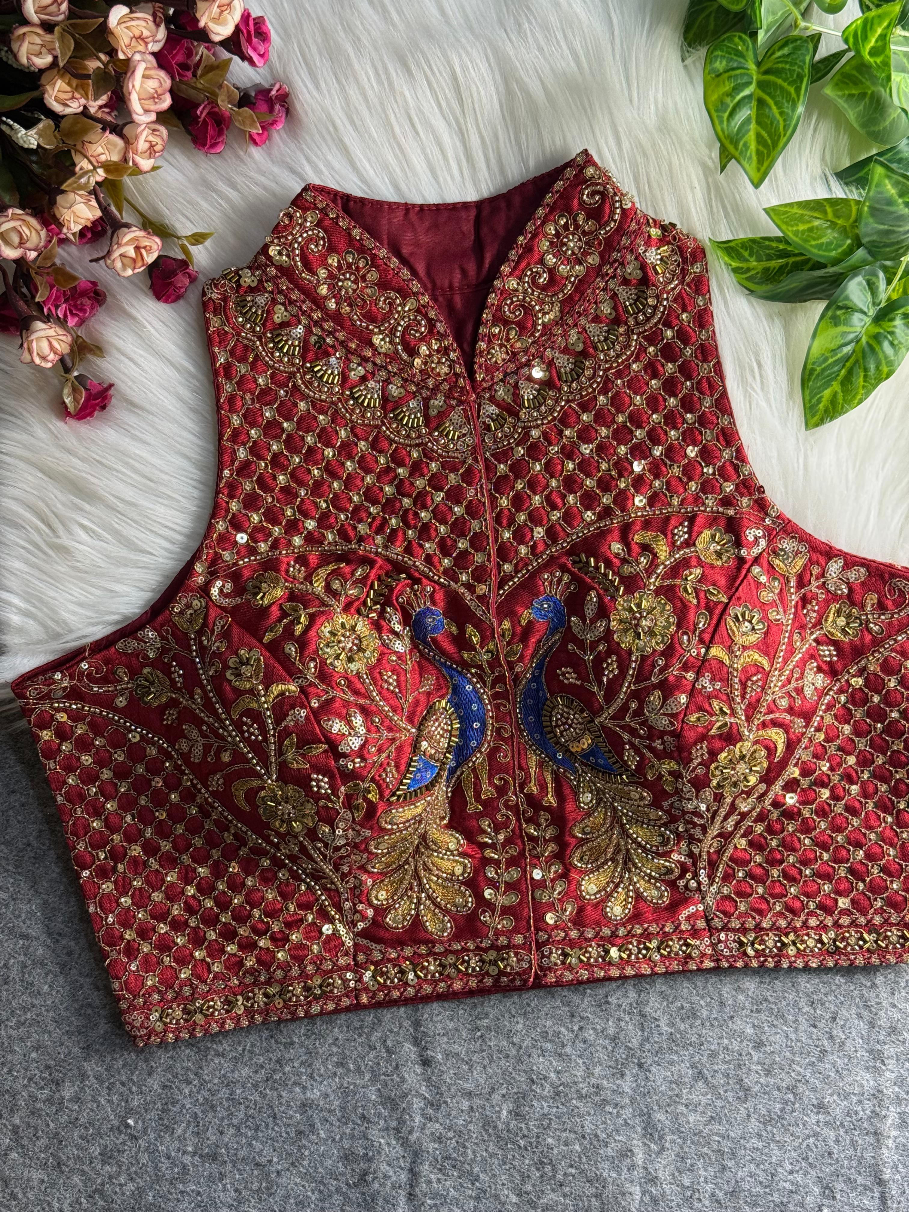 ♥️ WEDDING SPL. HAND WORK HALTER COLLAR NECK BLOUSE❤️