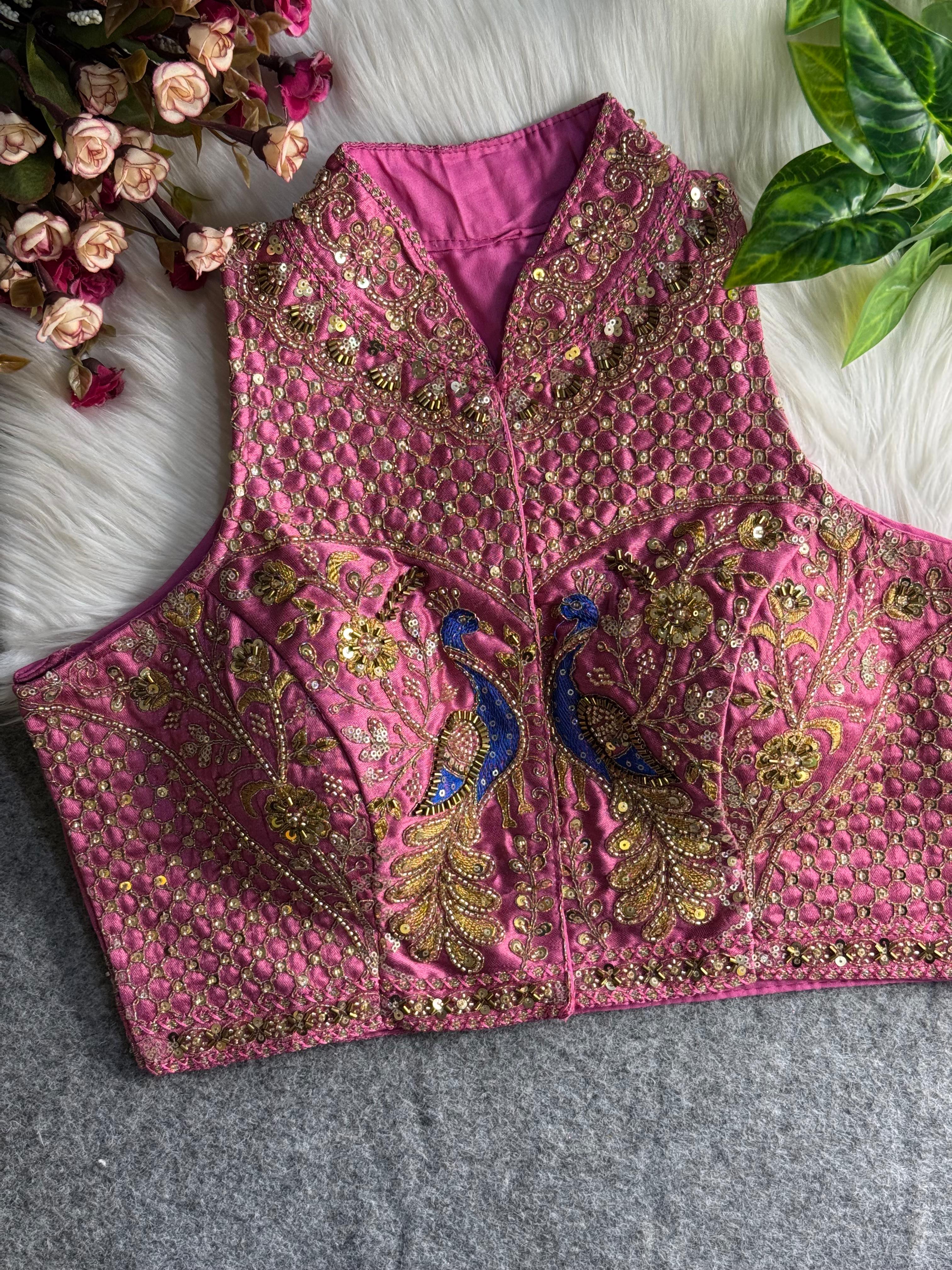 ♥️ WEDDING SPL. HAND WORK HALTER COLLAR NECK BLOUSE❤️