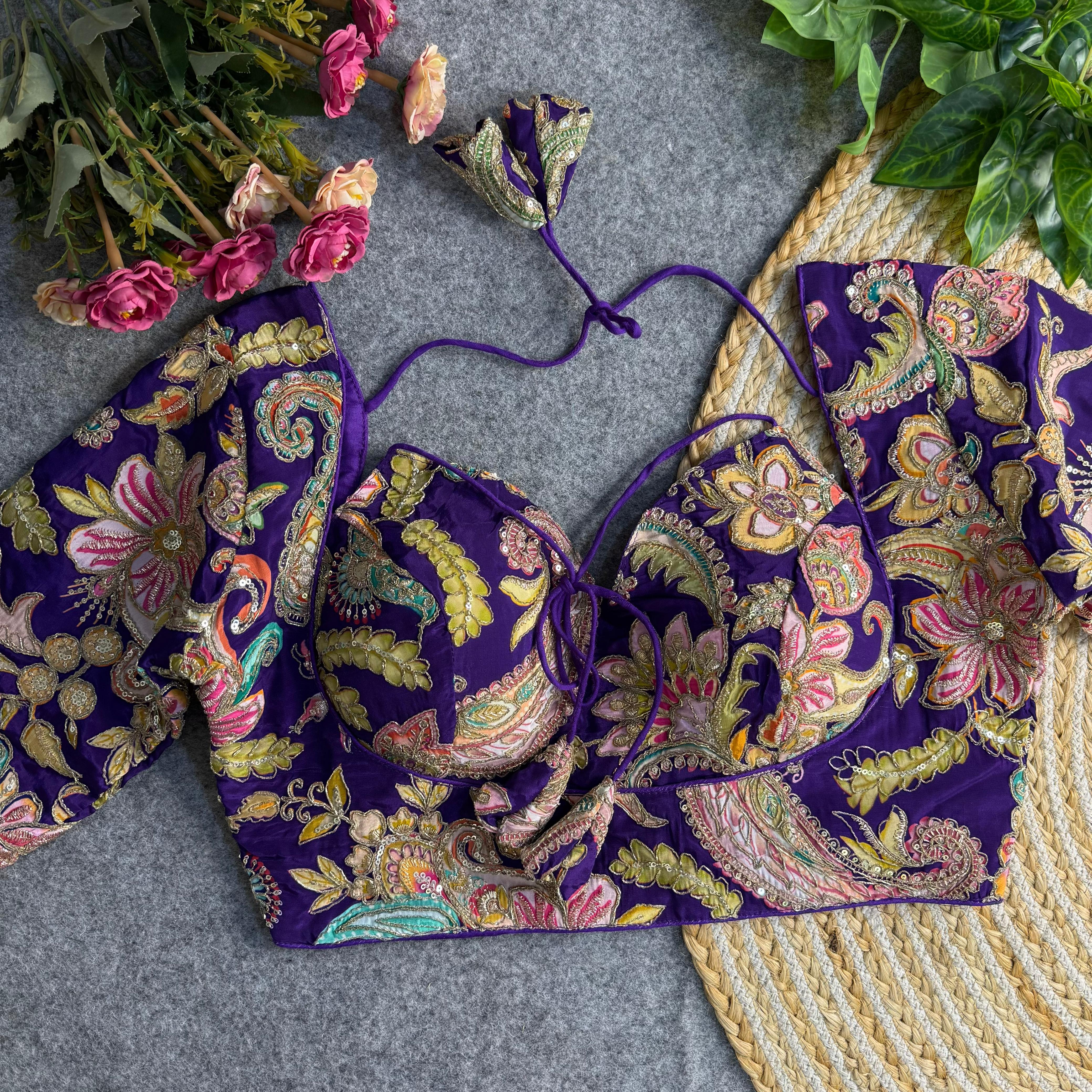 ♥️ NEW POSITION PRINT WITH CODDING SEQUENCE WORK TRADITIONAL BLOUSE❤️