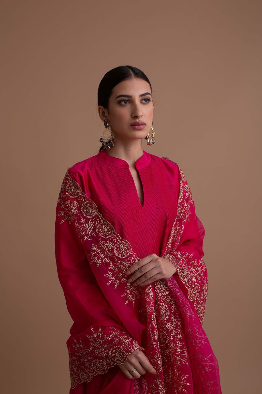 New Lunching Pinterest Pure Chanderi Kurtiplazo With Orgenza Duppata Embroidery Work 💖