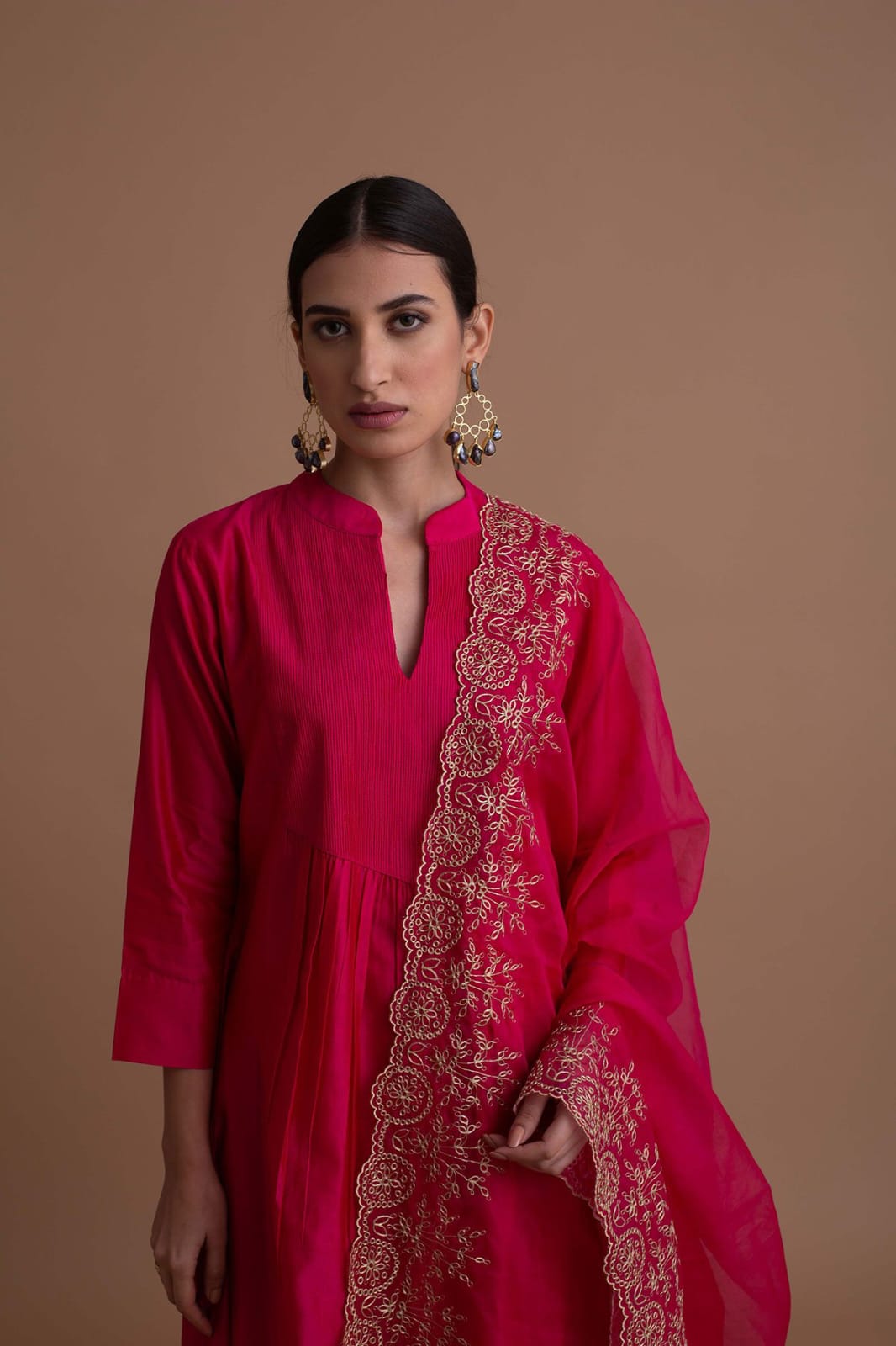 New Lunching Pinterest Pure Chanderi Kurtiplazo With Orgenza Duppata Embroidery Work 💖