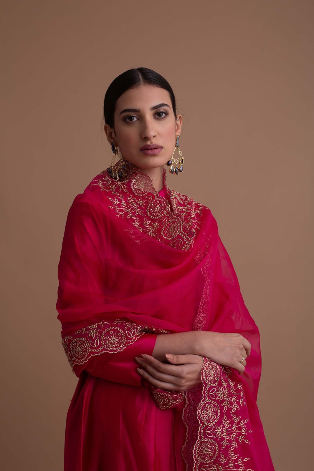 New Lunching Pinterest Pure Chanderi Kurtiplazo With Orgenza Duppata Embroidery Work 💖