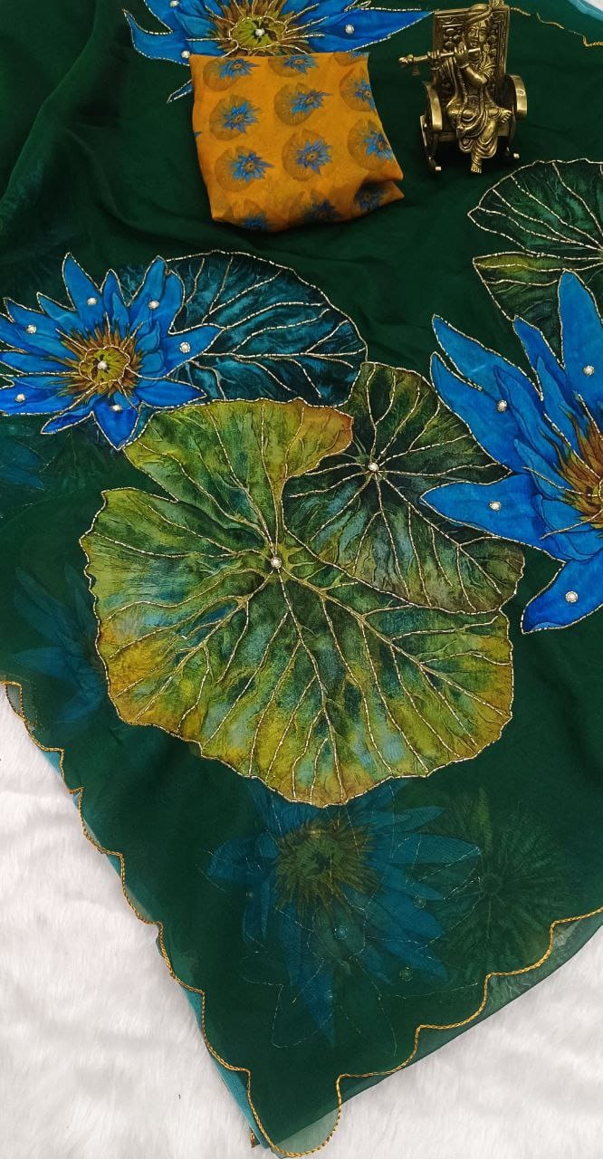 Soft pure organza handwork sarees