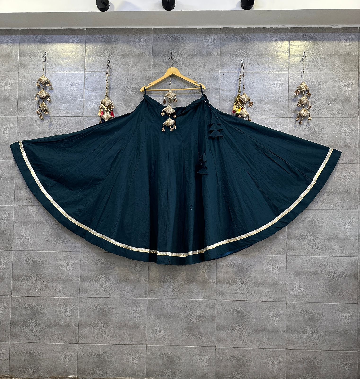 Pure dhabu cotton chaniya with heavy crape lining 