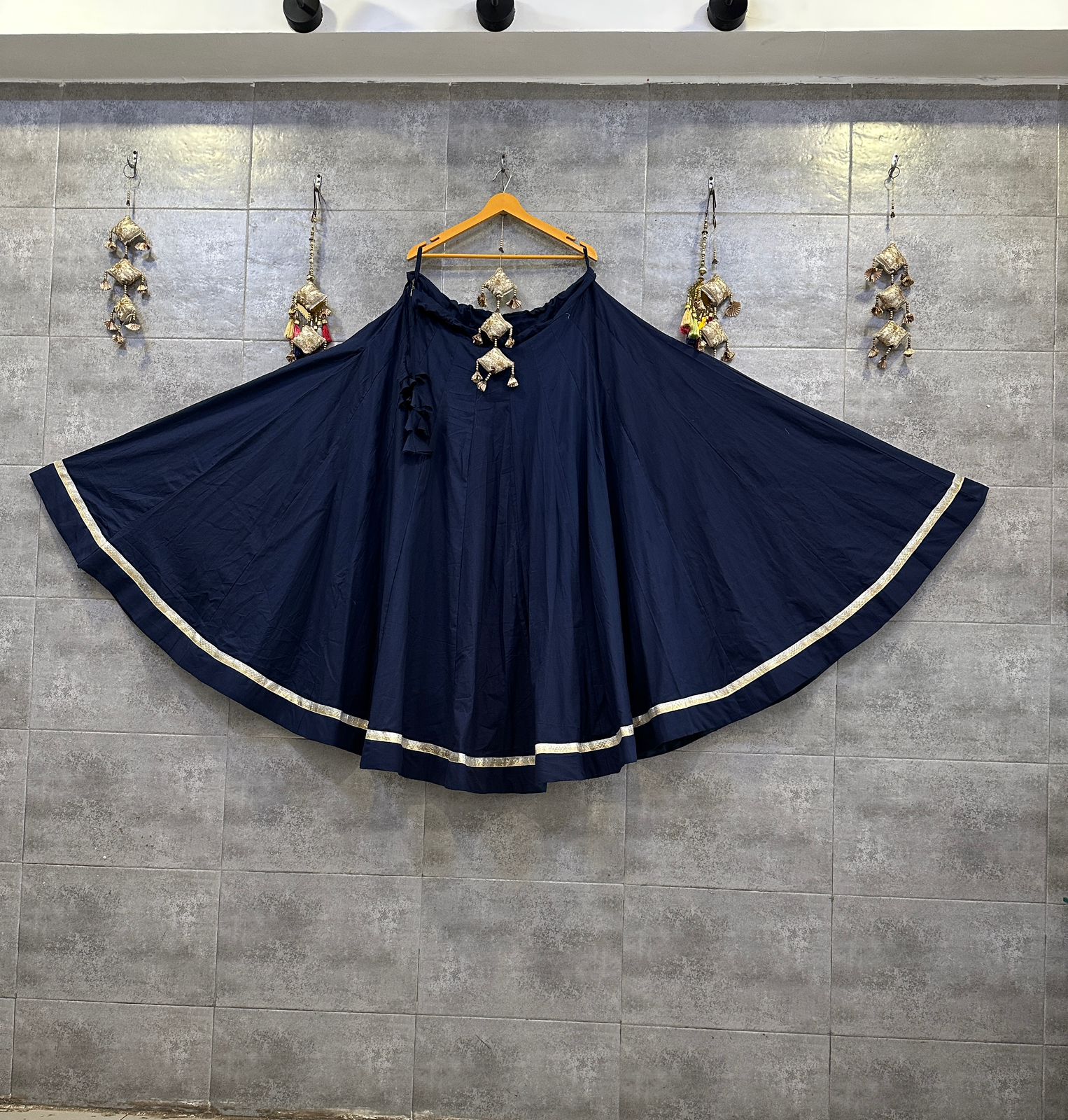 Pure dhabu cotton chaniya with heavy crape lining 