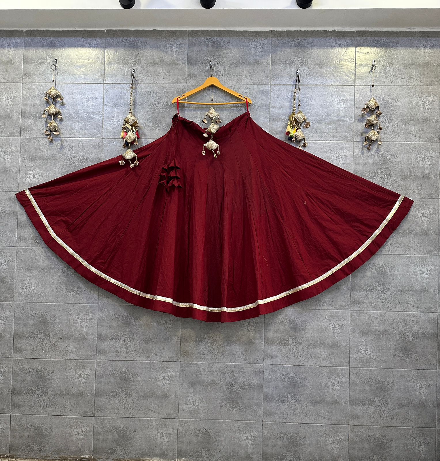 Pure dhabu cotton chaniya with heavy crape lining 
