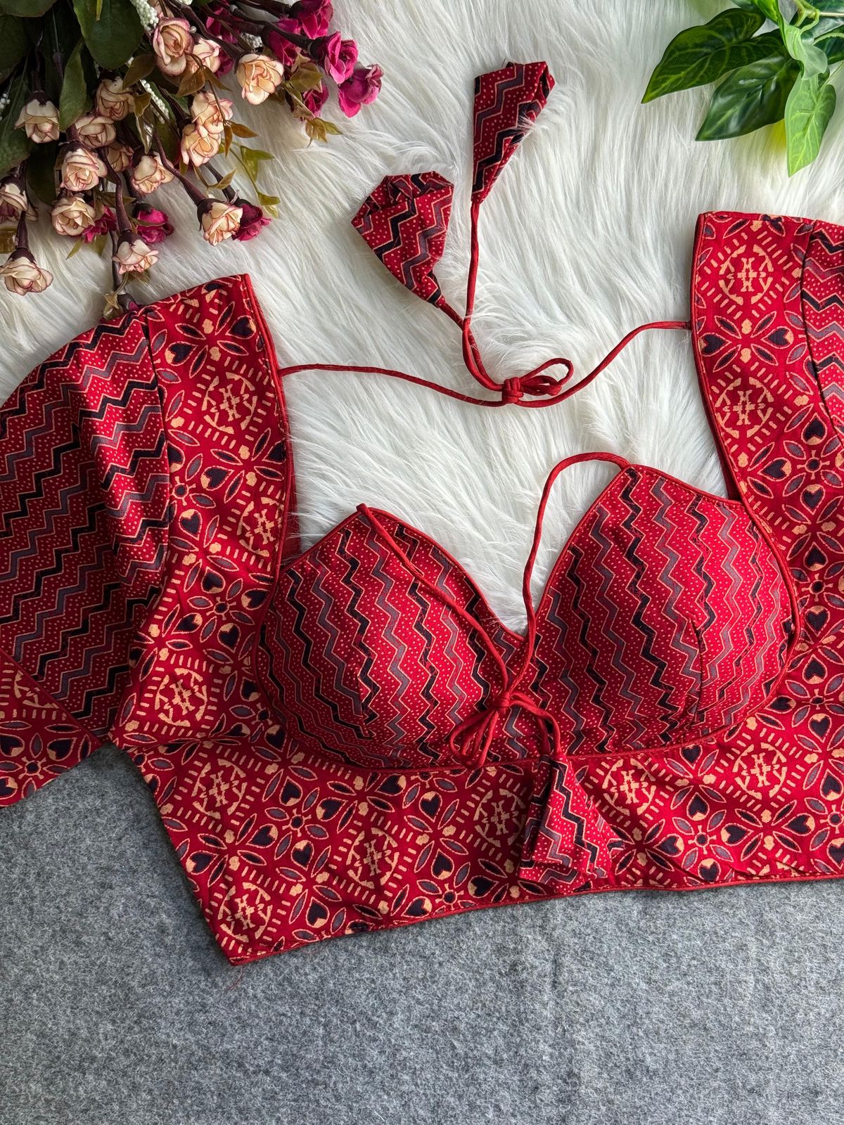  ORIGINAL AJRAKH COTTON HALTER NECK BLOUSE 