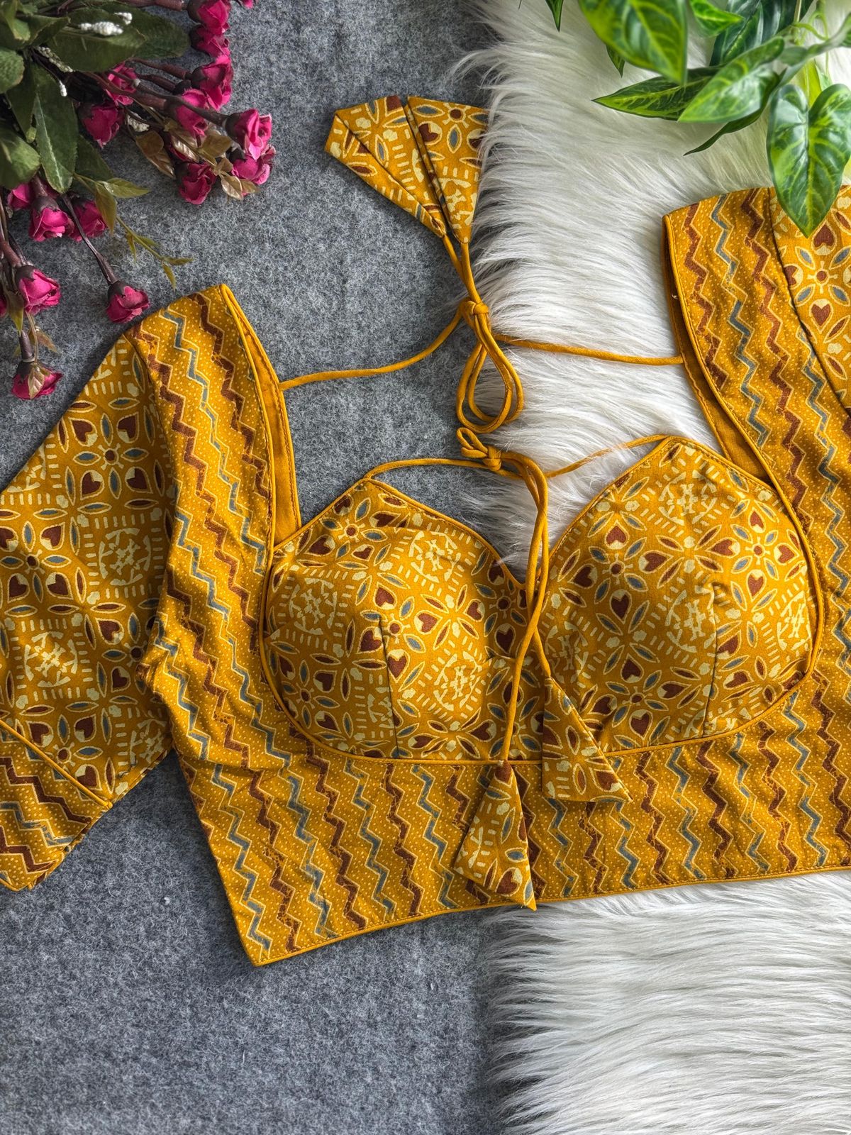  ORIGINAL AJRAKH COTTON HALTER NECK BLOUSE 