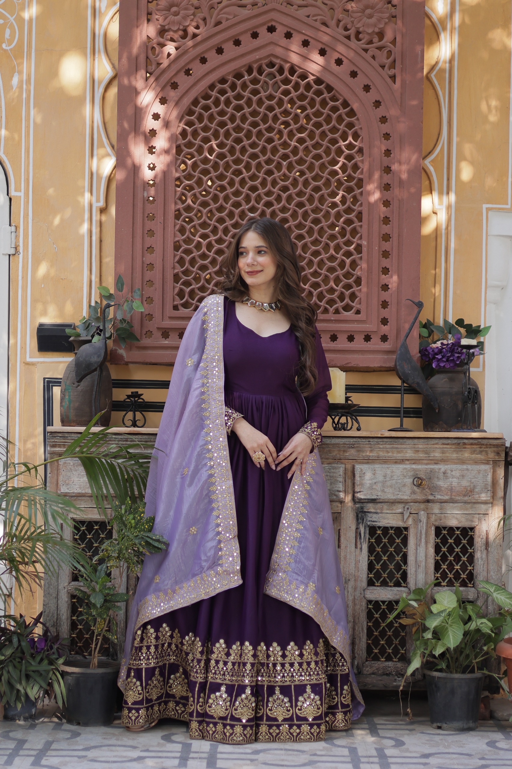 Purple Ethnic Anarkali Gown