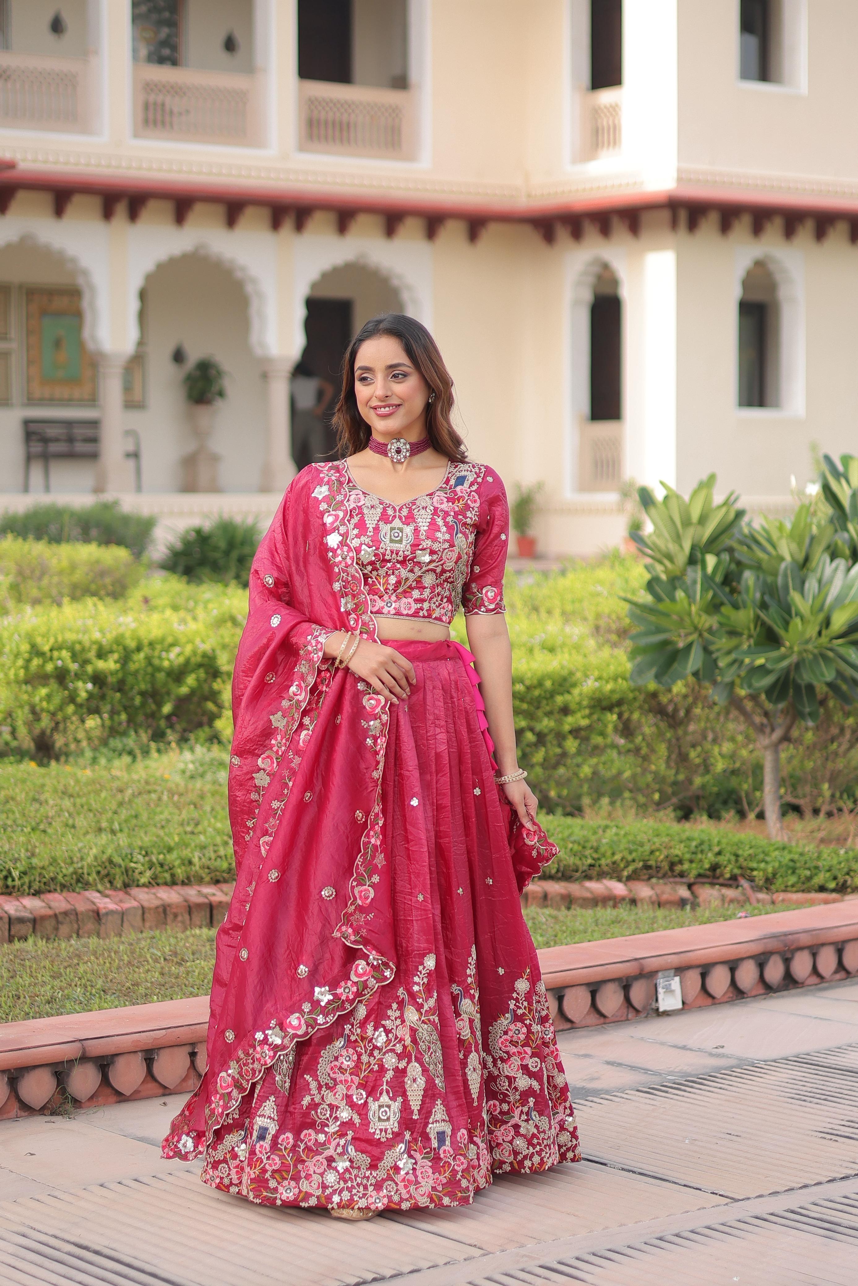 Embroidered Lehenga & Saree Set