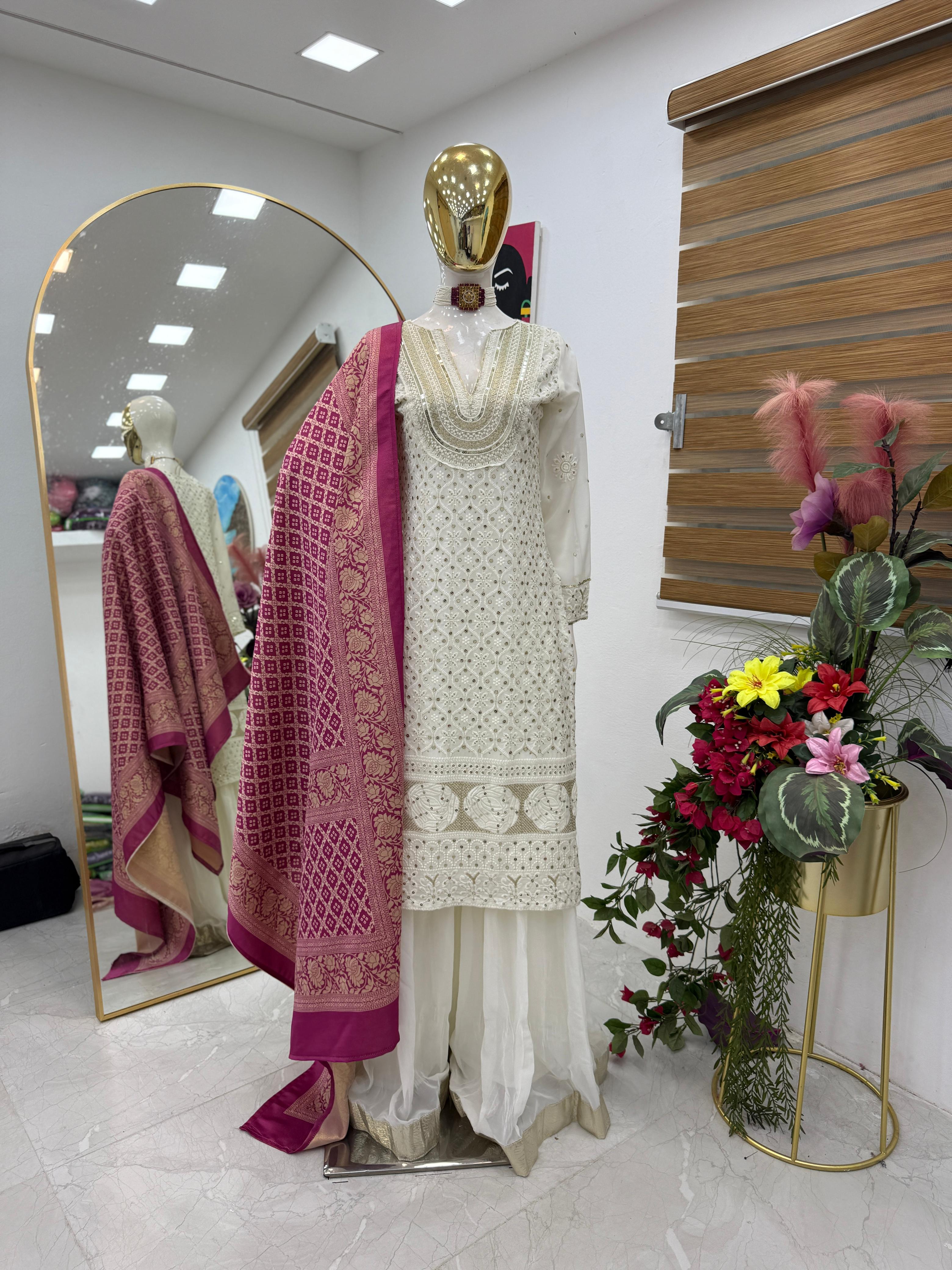 🔵©️Series New Designer Party Top Pallazo & Dupatta Set👗 ®️🟢