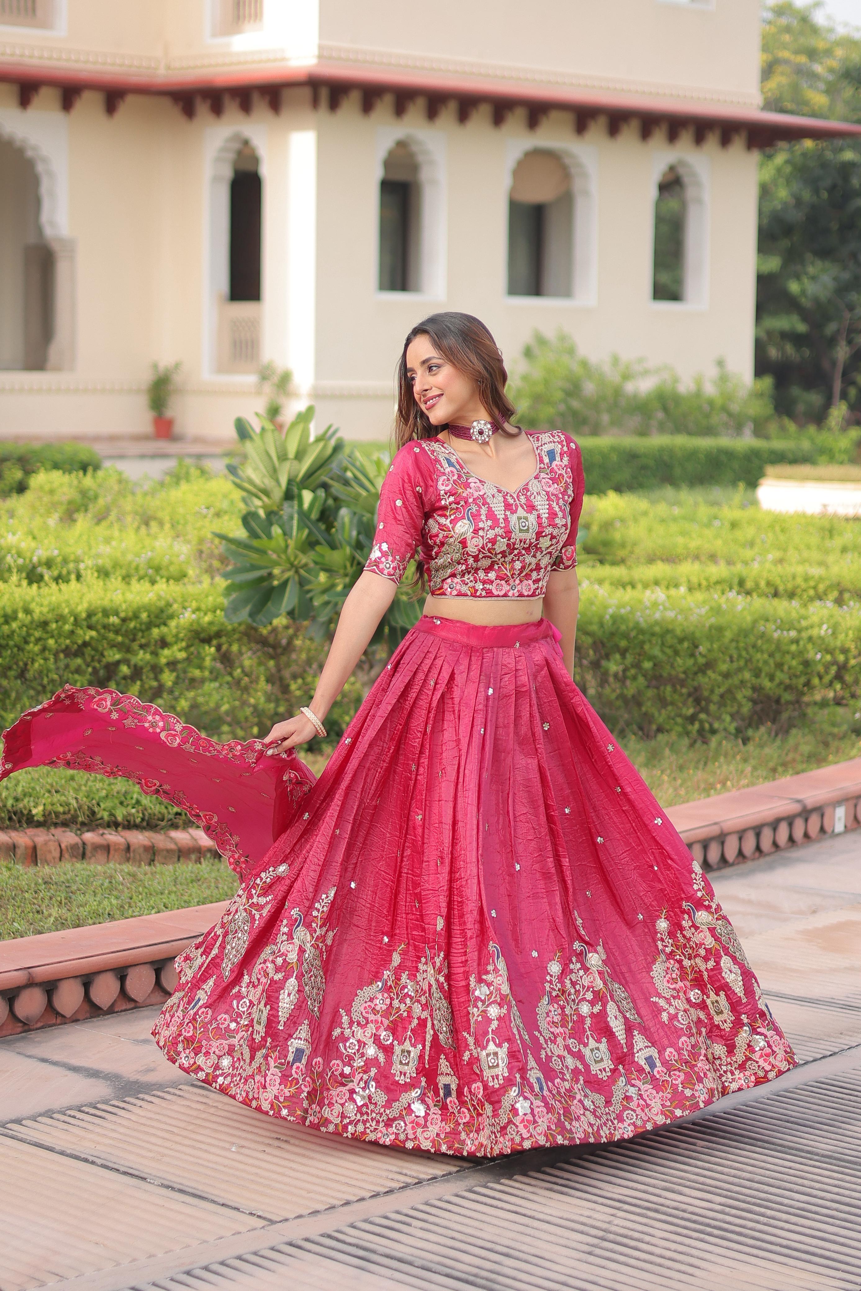 Embroidered Lehenga & Saree Set
