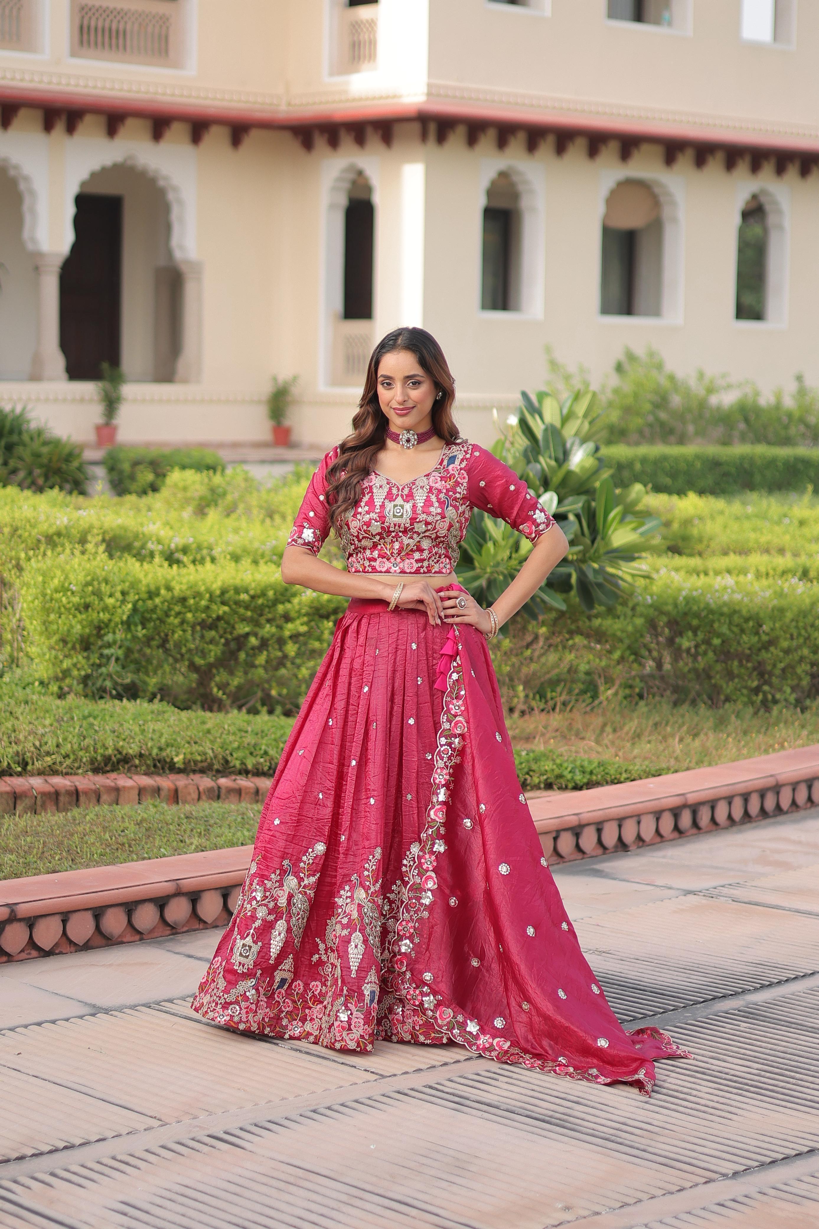 Embroidered Lehenga & Saree Set