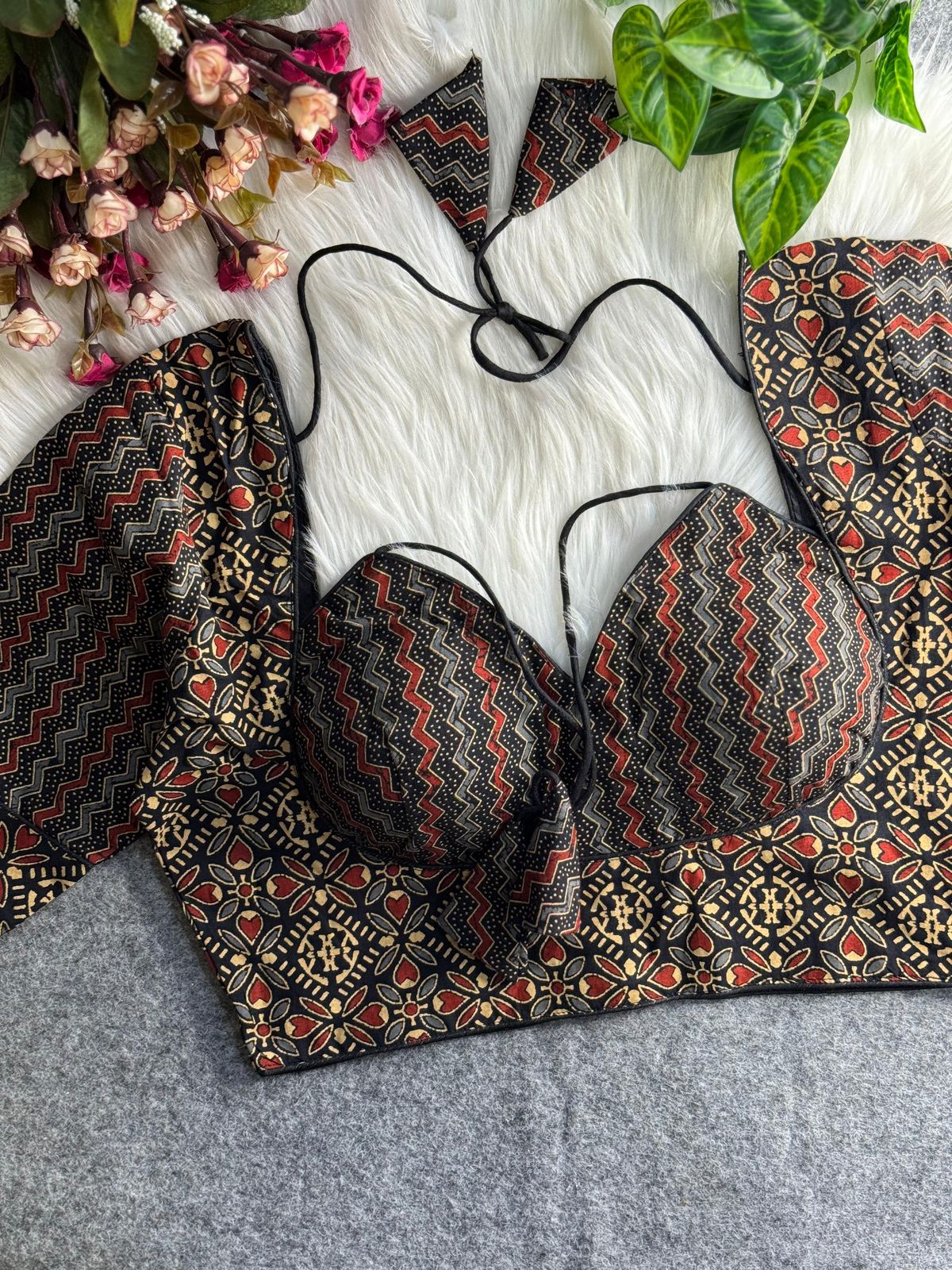  ORIGINAL AJRAKH COTTON HALTER NECK BLOUSE 