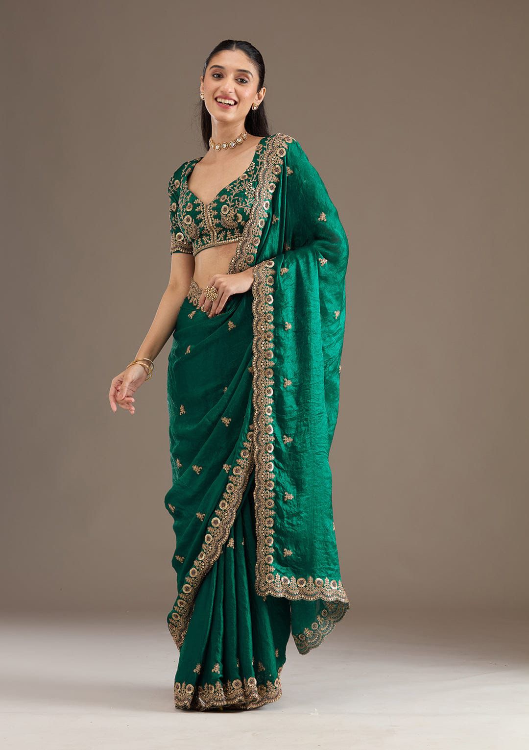 heavy embroidery sequins work saree🔥