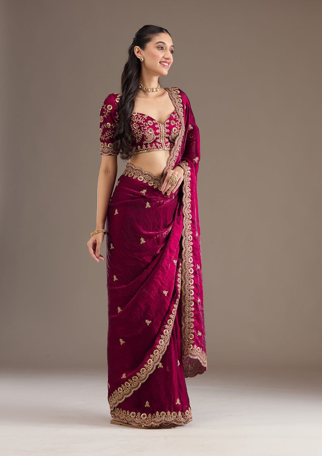 heavy embroidery sequins work saree🔥
