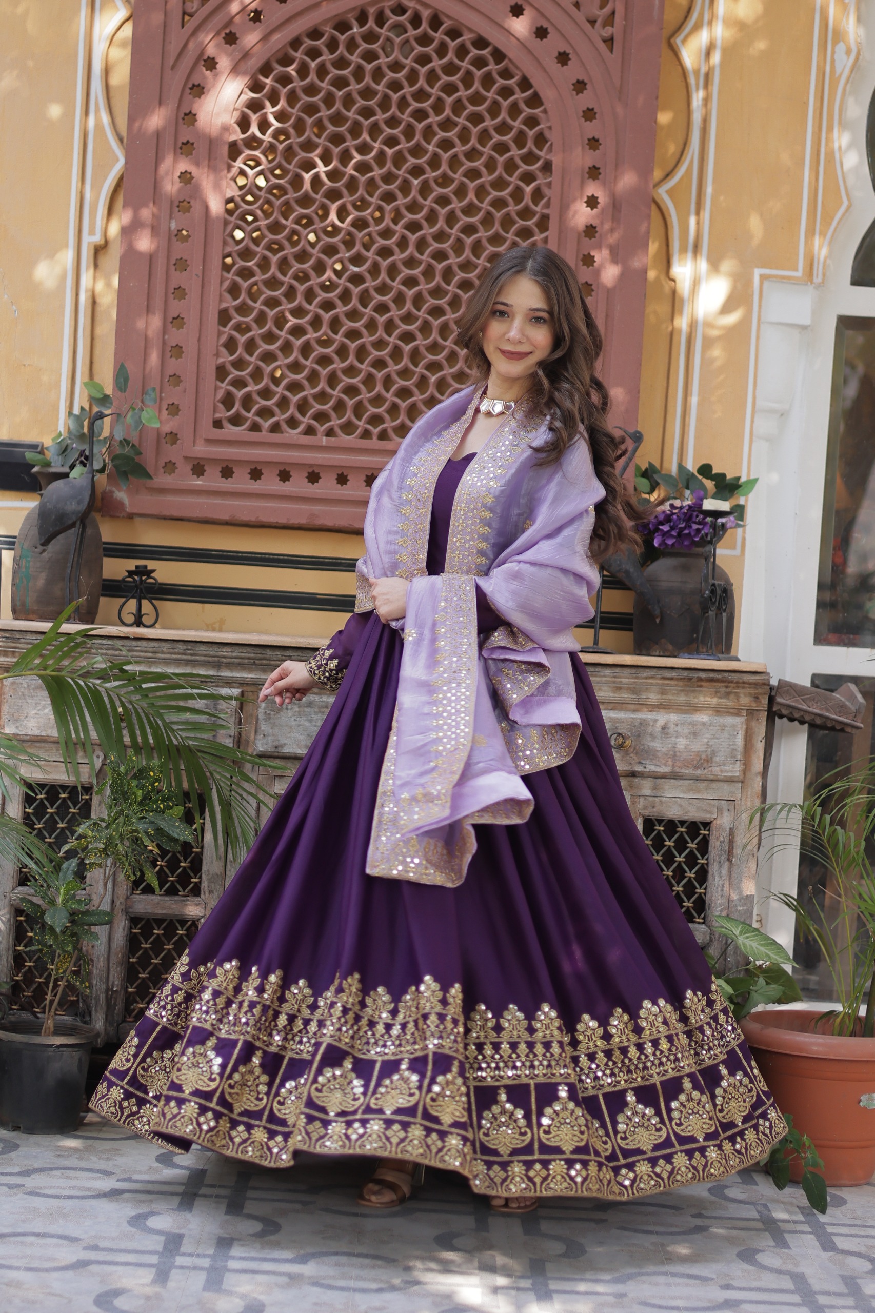 Purple Ethnic Anarkali Gown