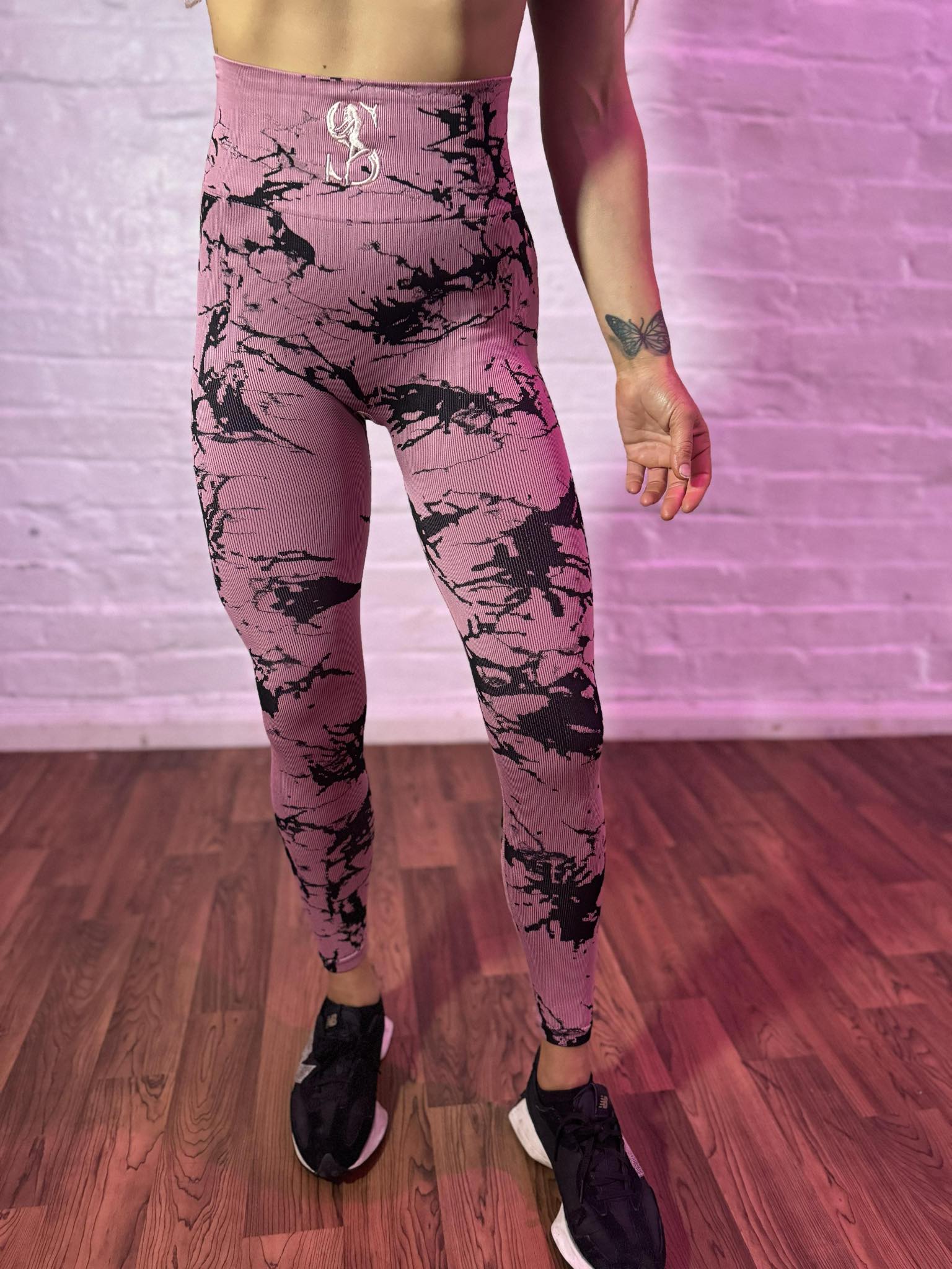 Pink Marble High-Waisted Leggings