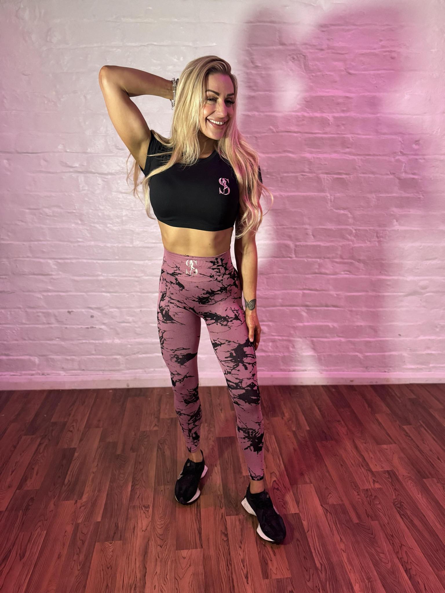 Pink Marble High-Waisted Leggings