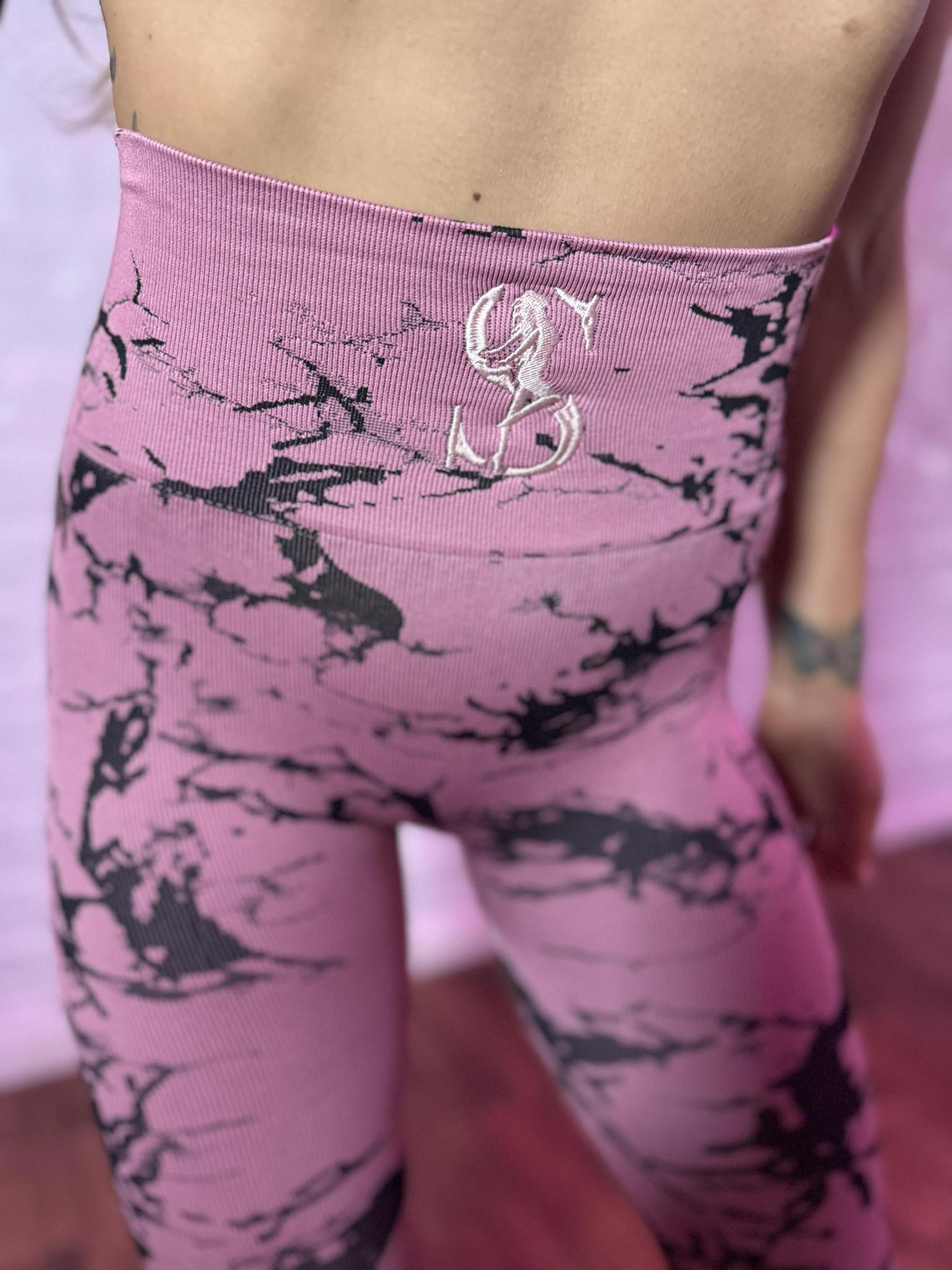 Pink Marble High-Waisted Leggings