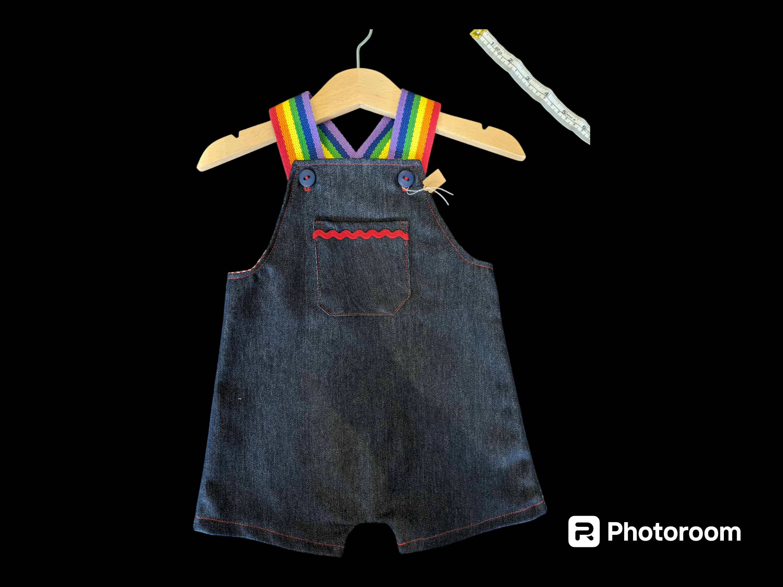 Denim Overalls with Rainbow Straps 6-12m