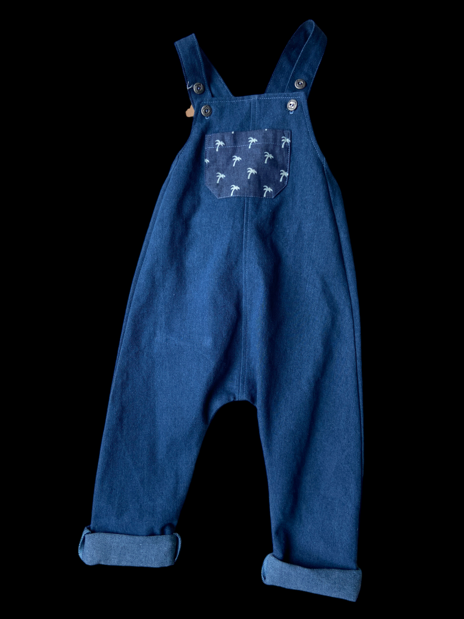 Denim with blue palm trees 3-4y