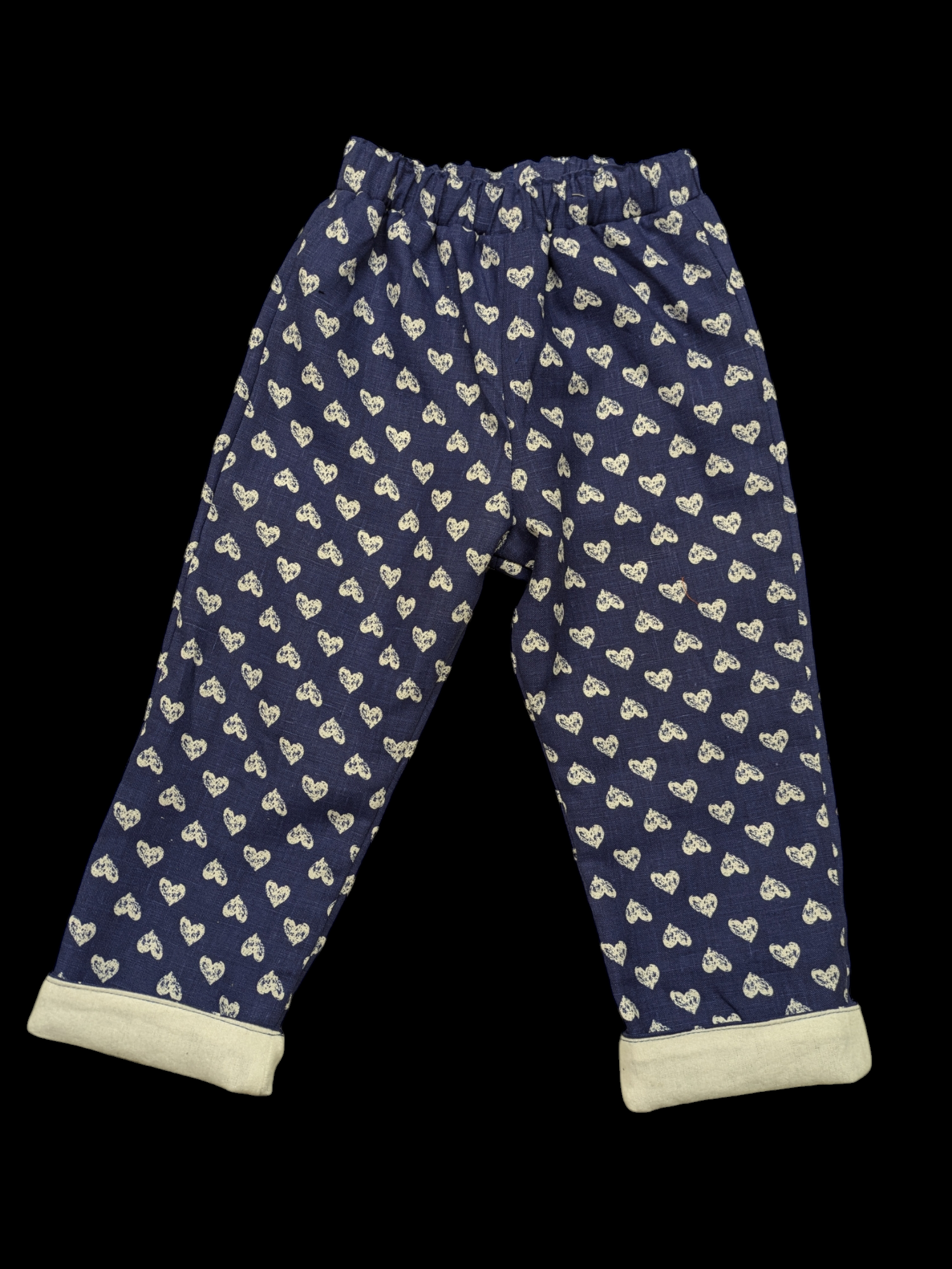 Hearts brushed cotton lining 2-3yrs